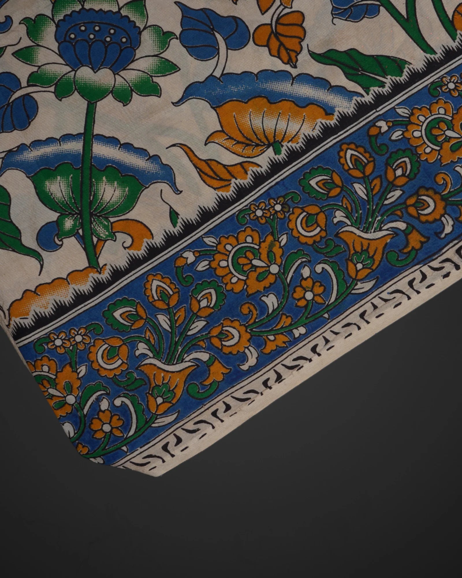 Cream Kalamkari Silk Printed Saree