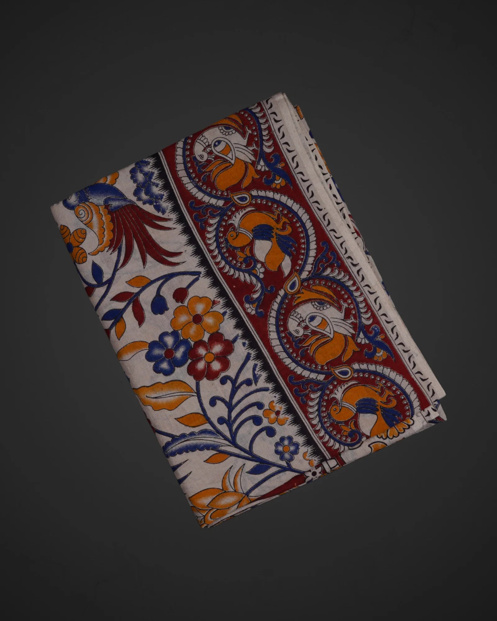Cream Silk Kalamkari Floral Saree