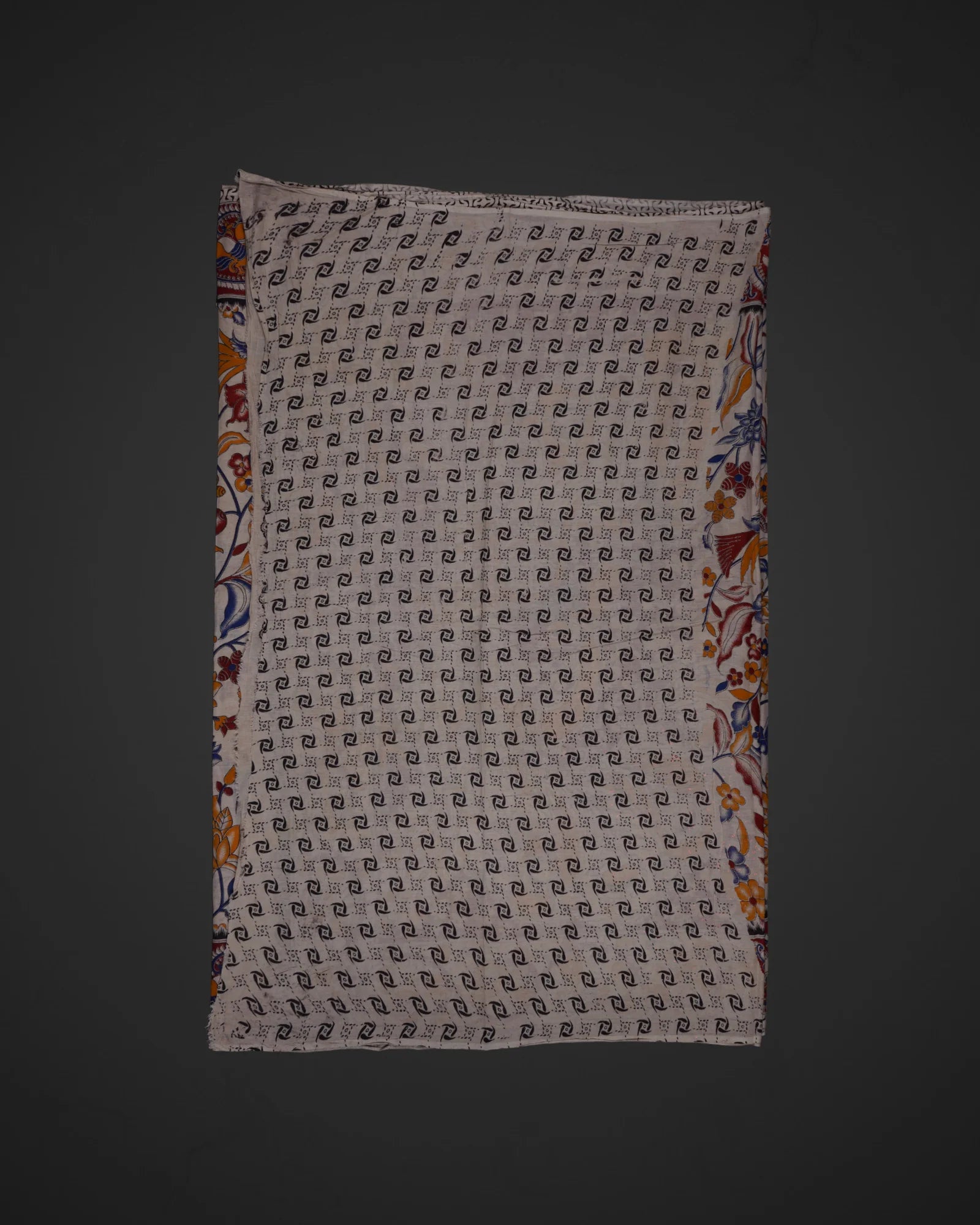 Cream Silk Kalamkari Floral Saree