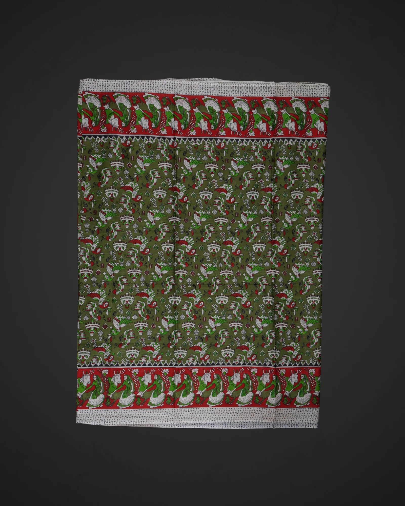 Dark Mehendi Green Kalamkari Cotton Saree