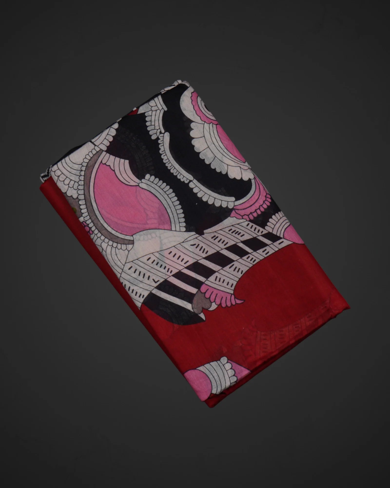 Red Kalamkari Cotton Doll Print Saree