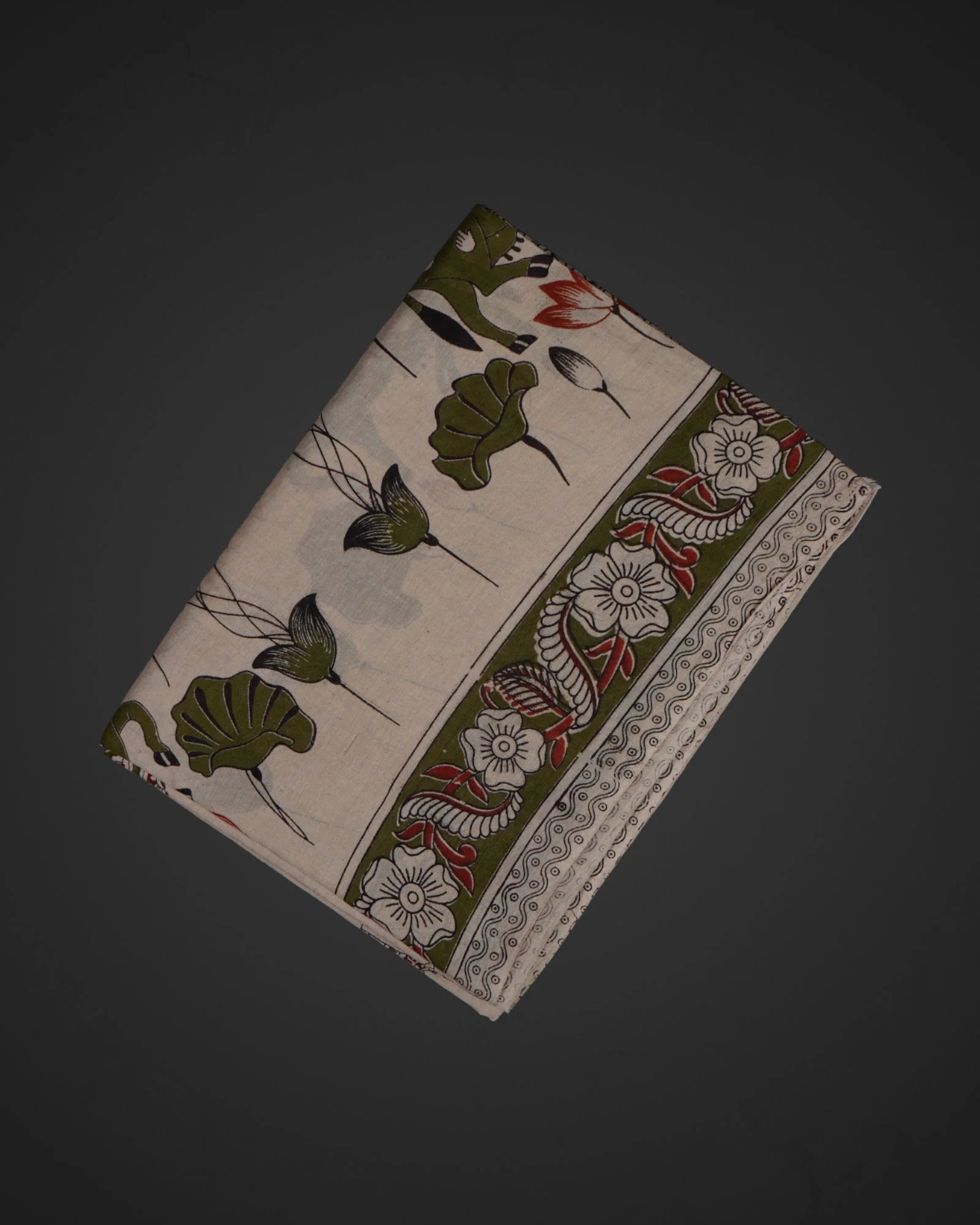 Elephant Print Cotton Kalamkari Saree
