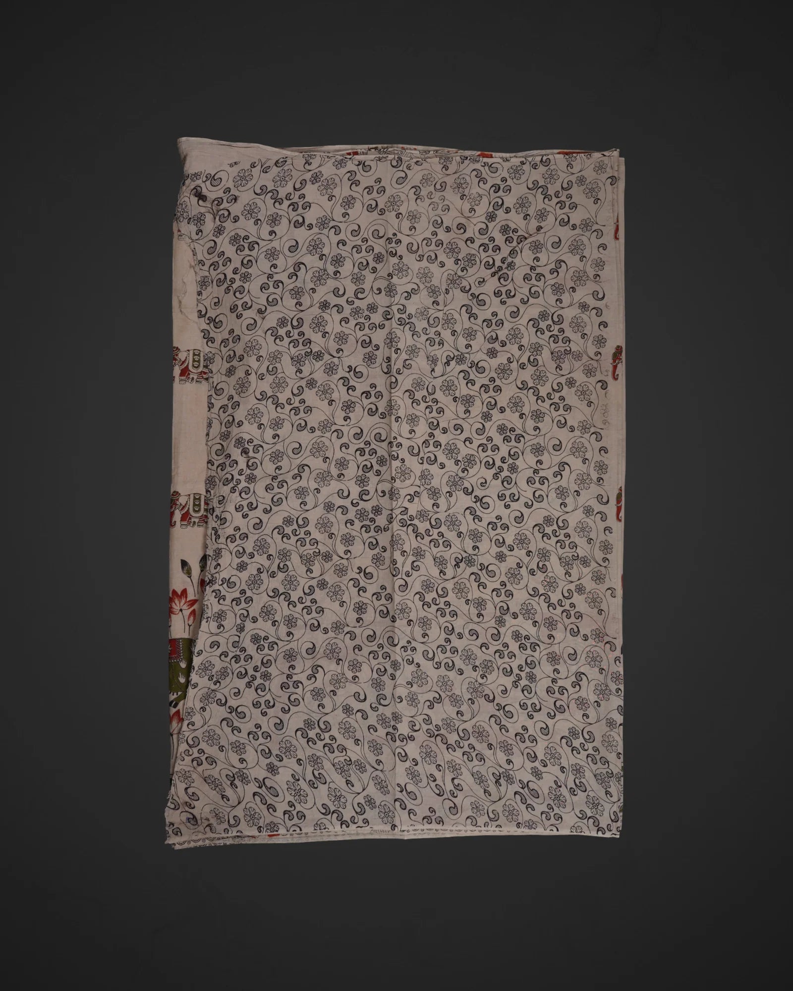 Elephant Print Cotton Kalamkari Saree