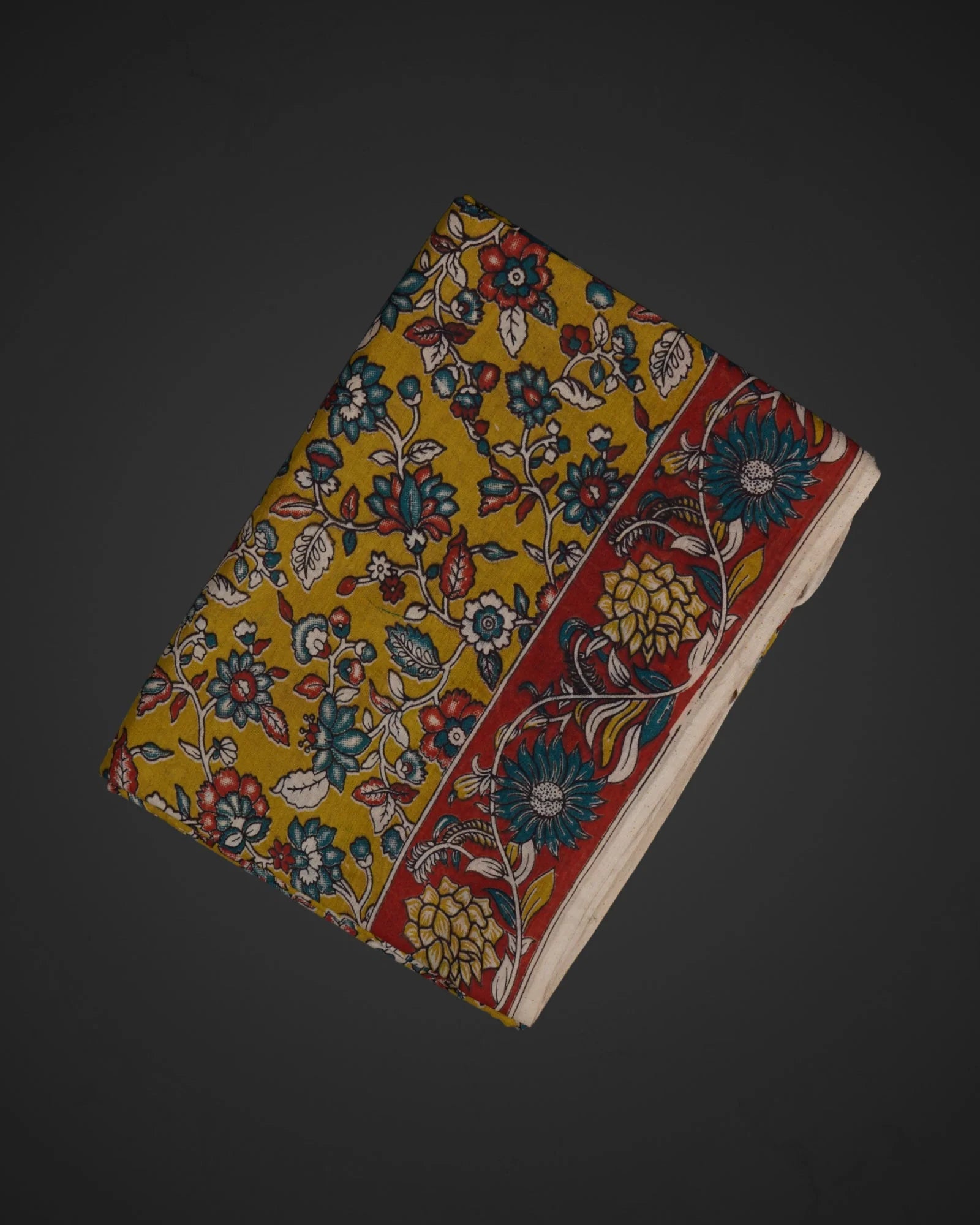 Yellow Cotton Kalamkari Printed Saree