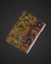 Yellow Cotton Kalamkari Printed Saree