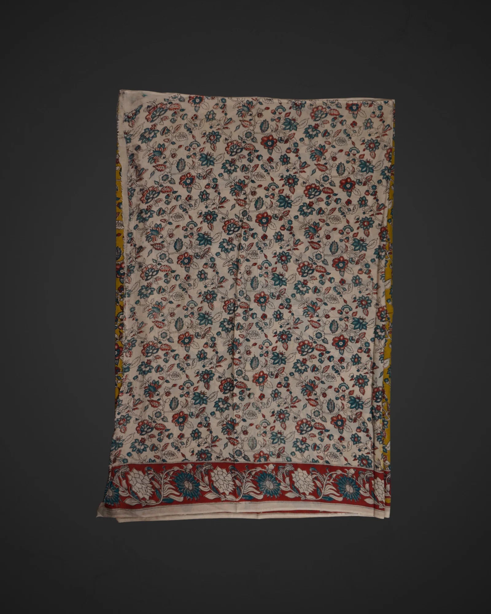 Yellow Cotton Kalamkari Printed Saree