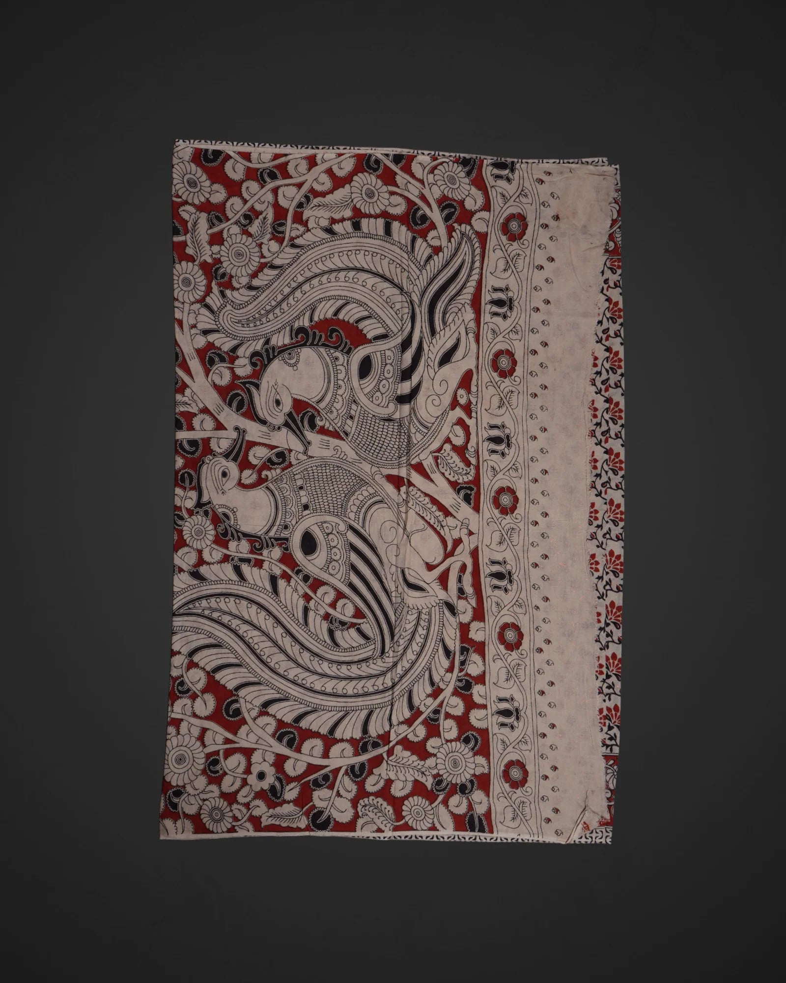 Off White Cotton Kalamkari Nature Print Saree