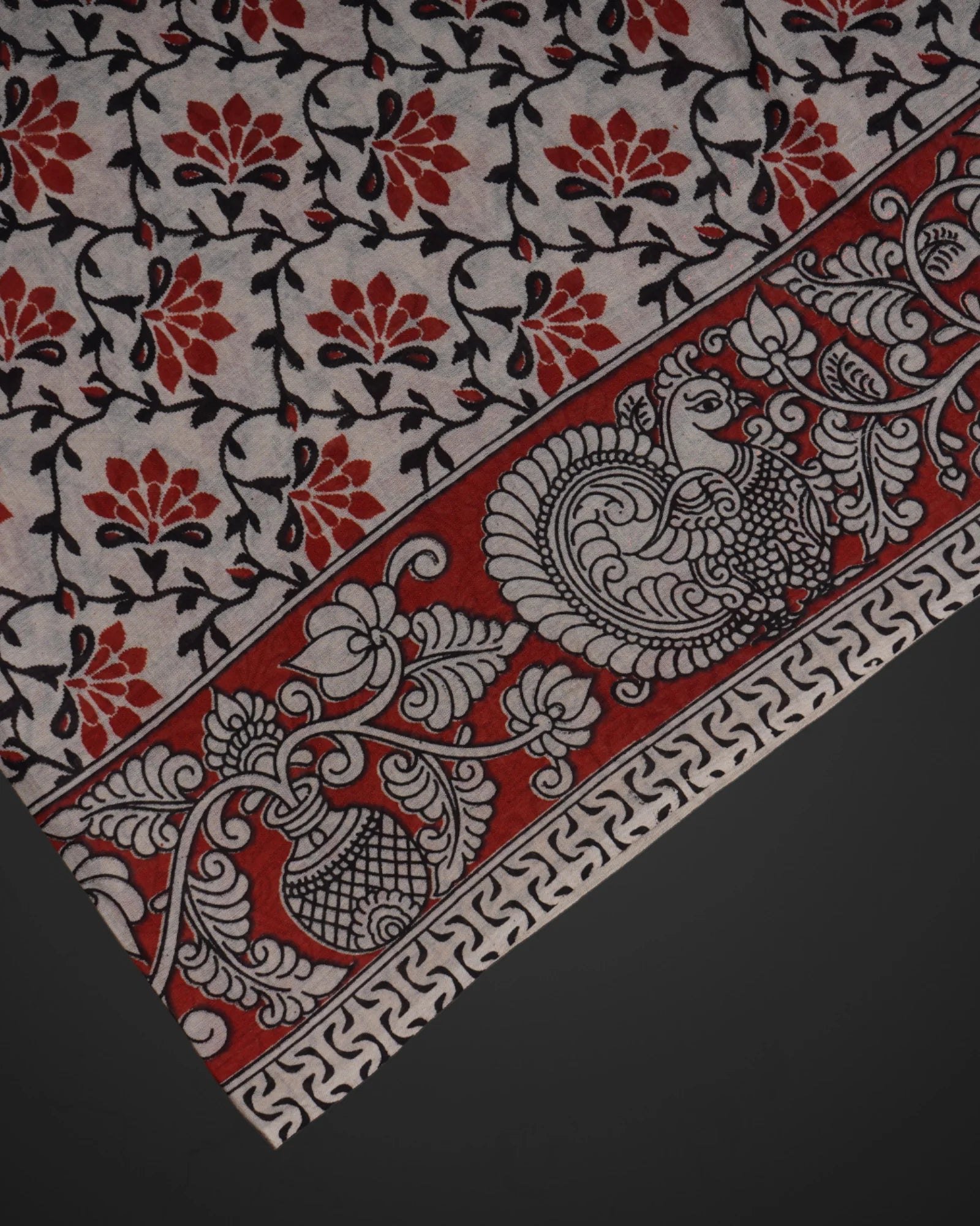 Off White Cotton Kalamkari Nature Print Saree