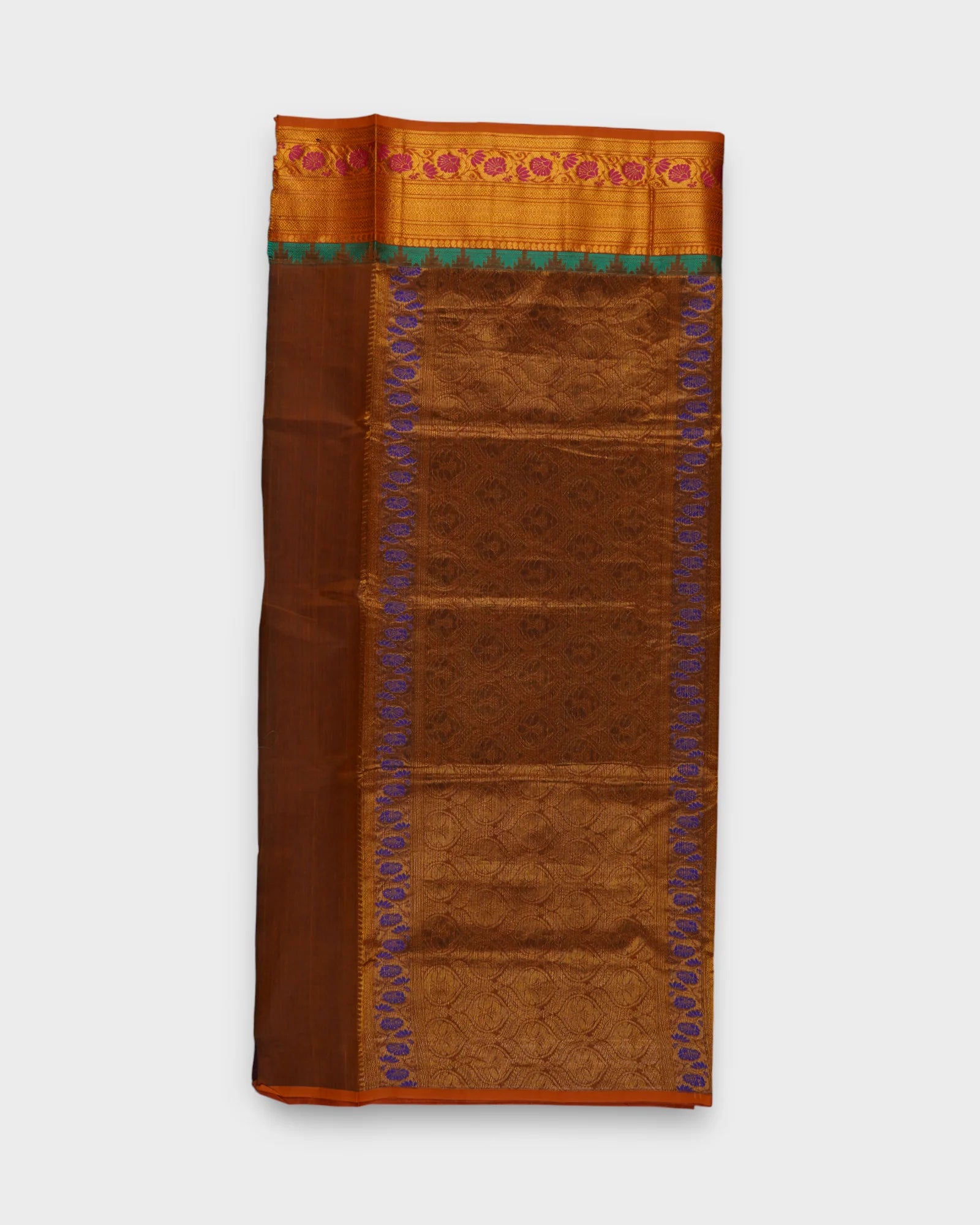 Maroon Venkatgiri Cotton Saree With Golden Zari