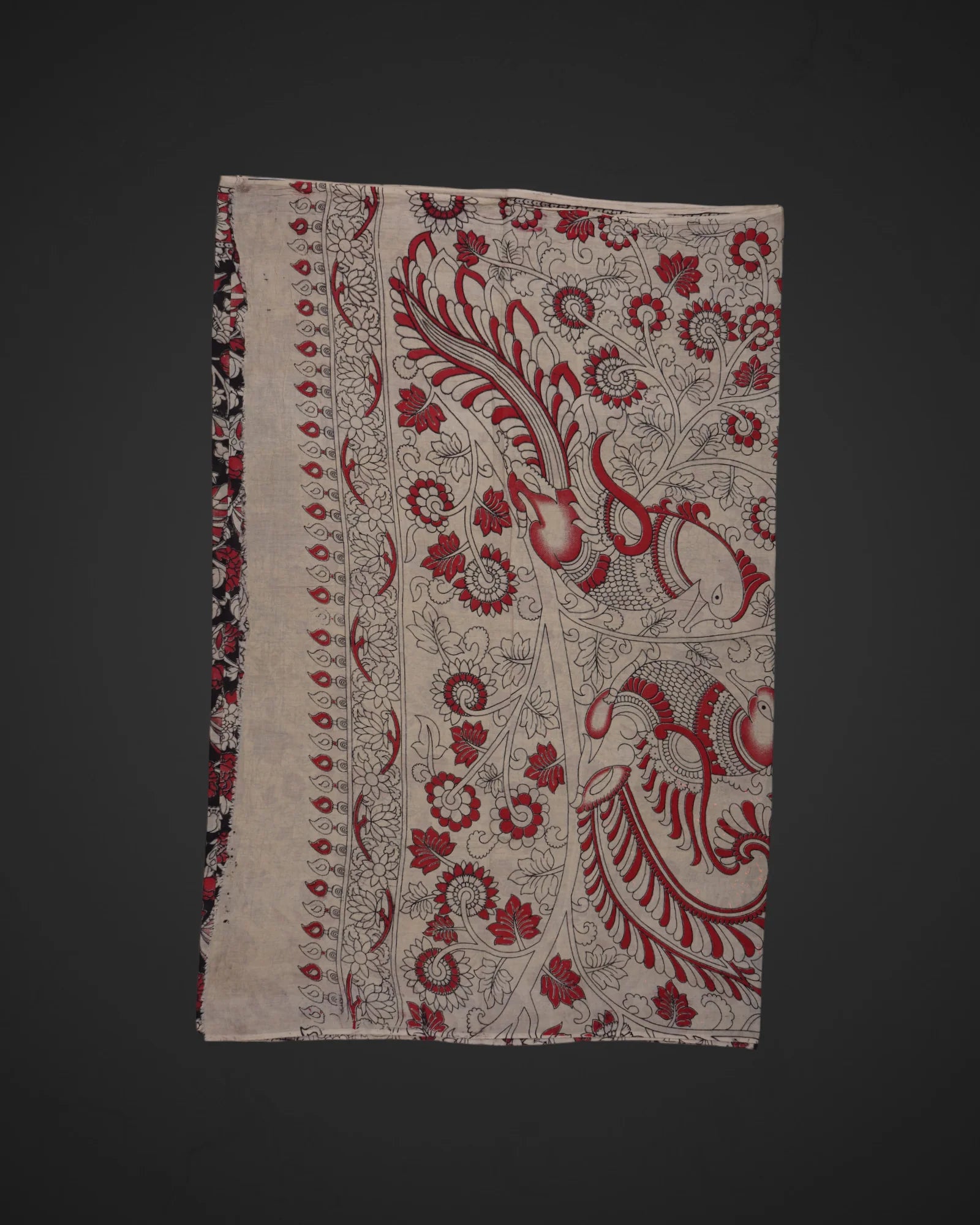 Floral Print Kalamkari Cotton Saree