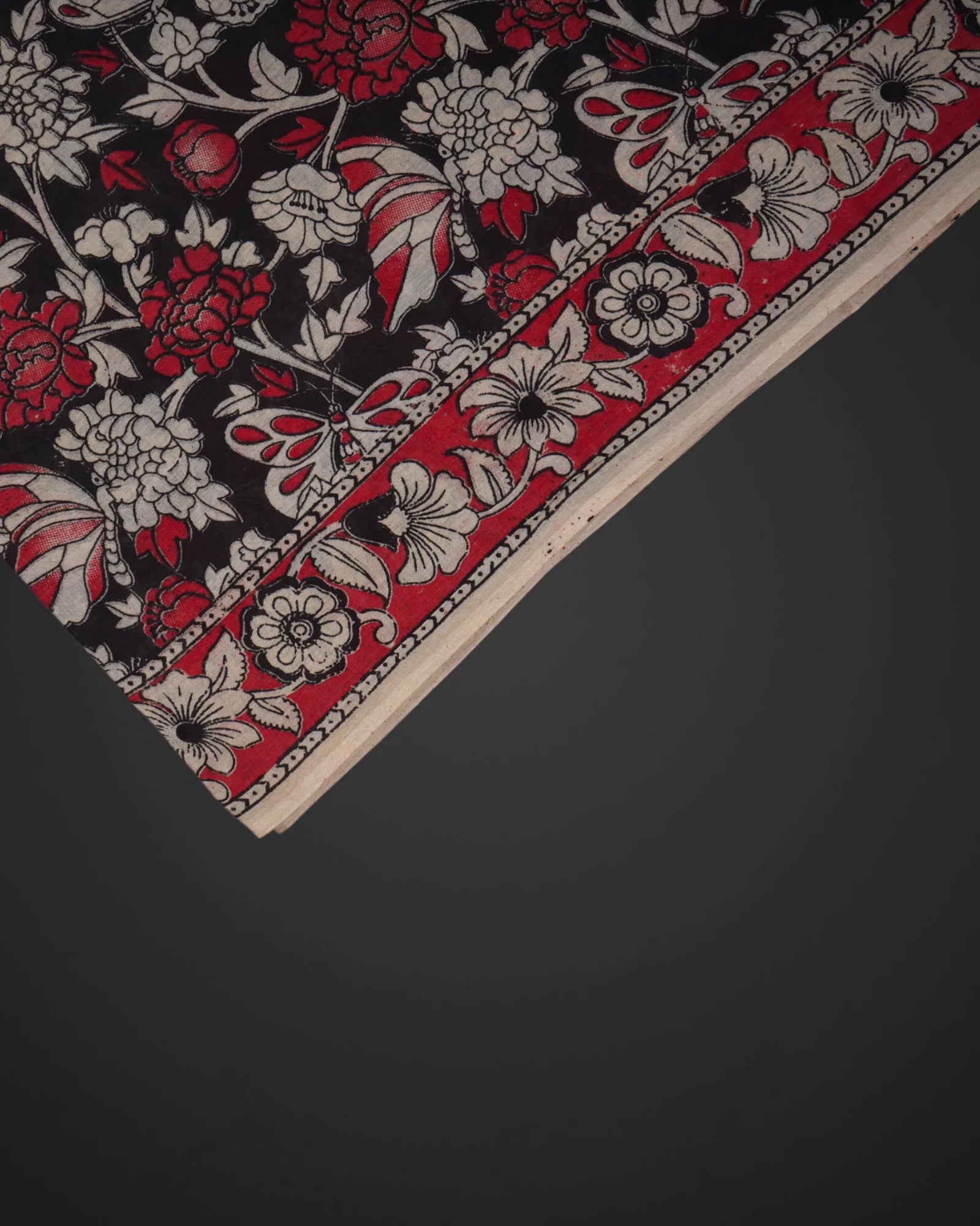 Floral Print Kalamkari Cotton Saree