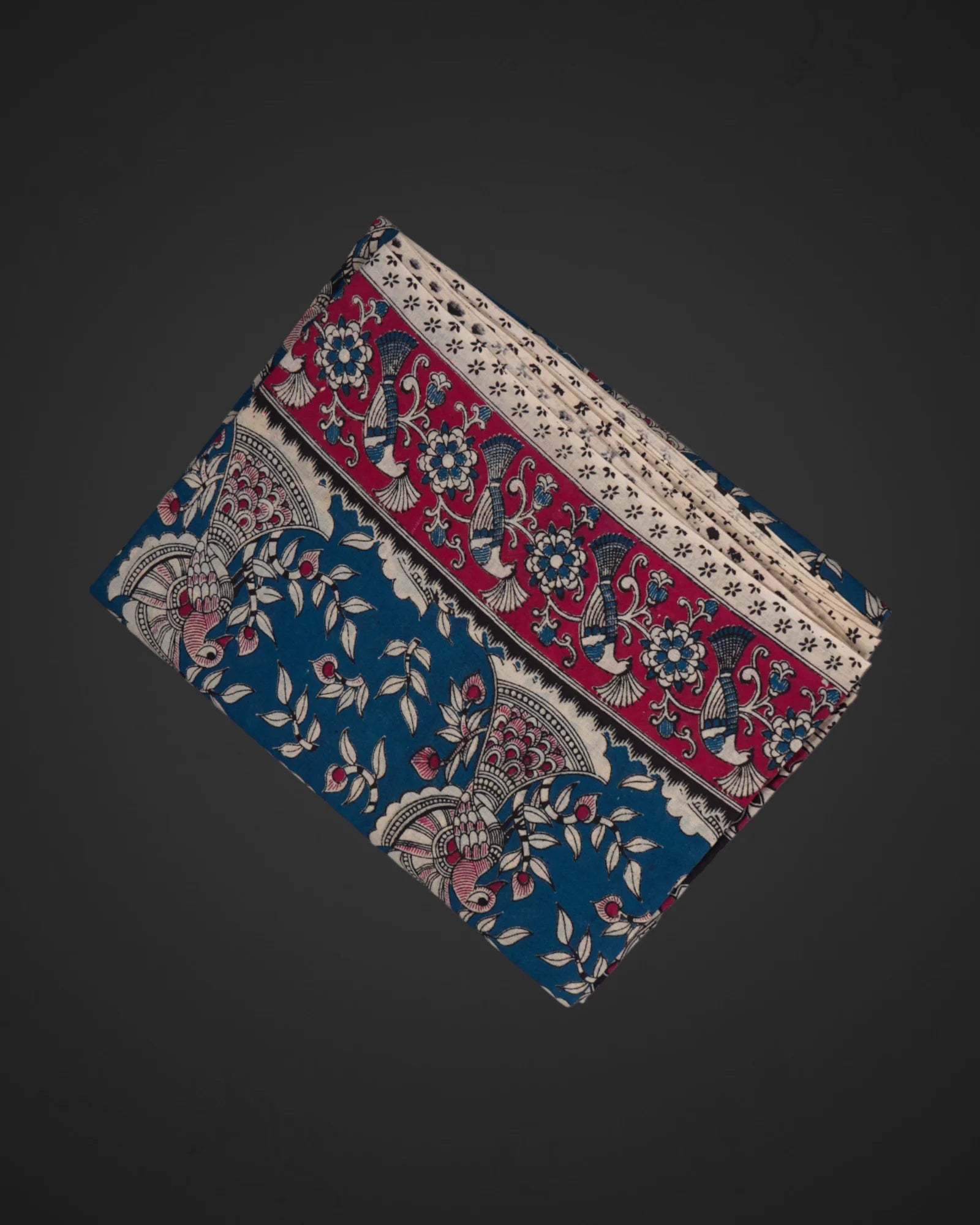 Peacock Print Kalamkari Cotton Saree