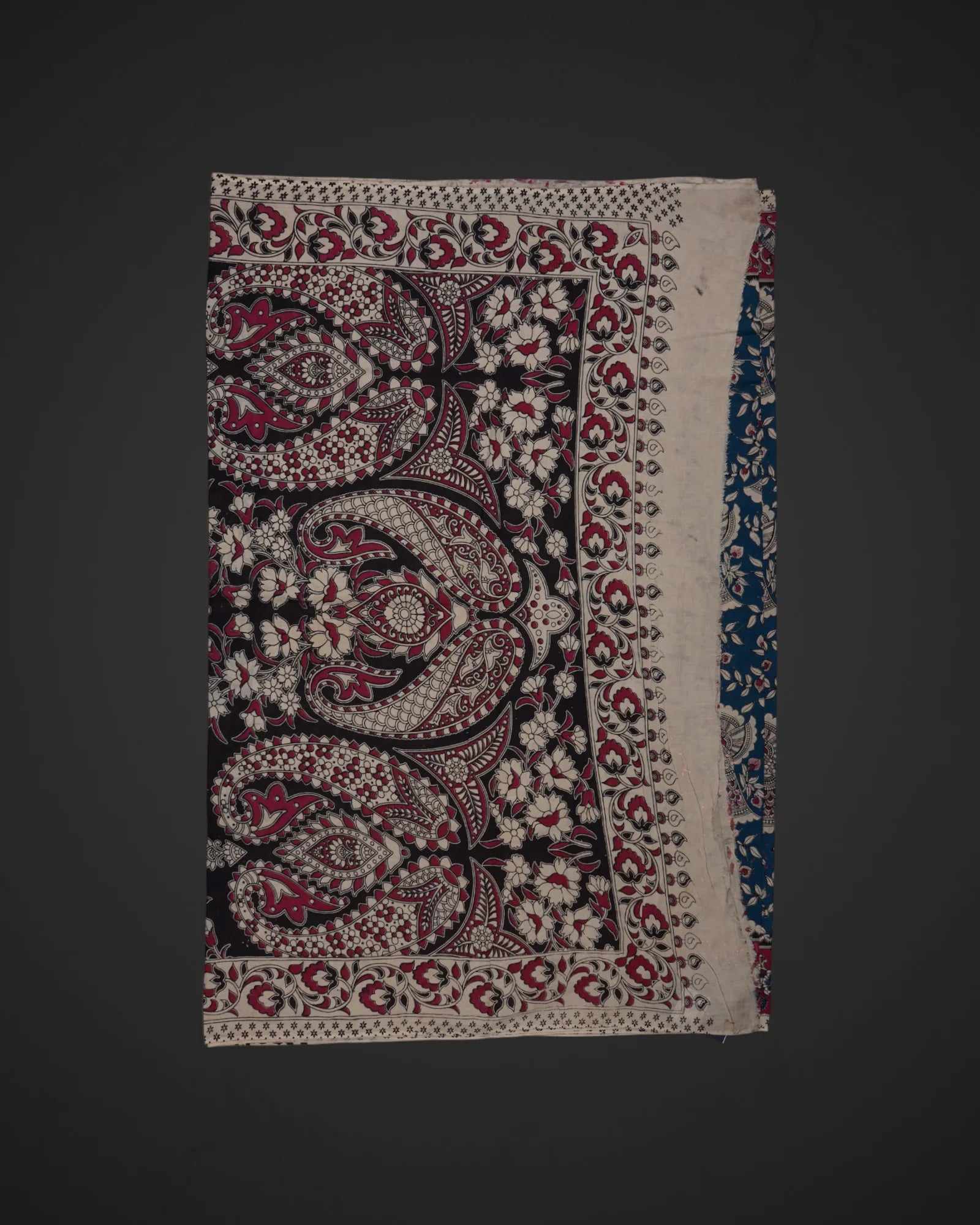 Peacock Print Kalamkari Cotton Saree