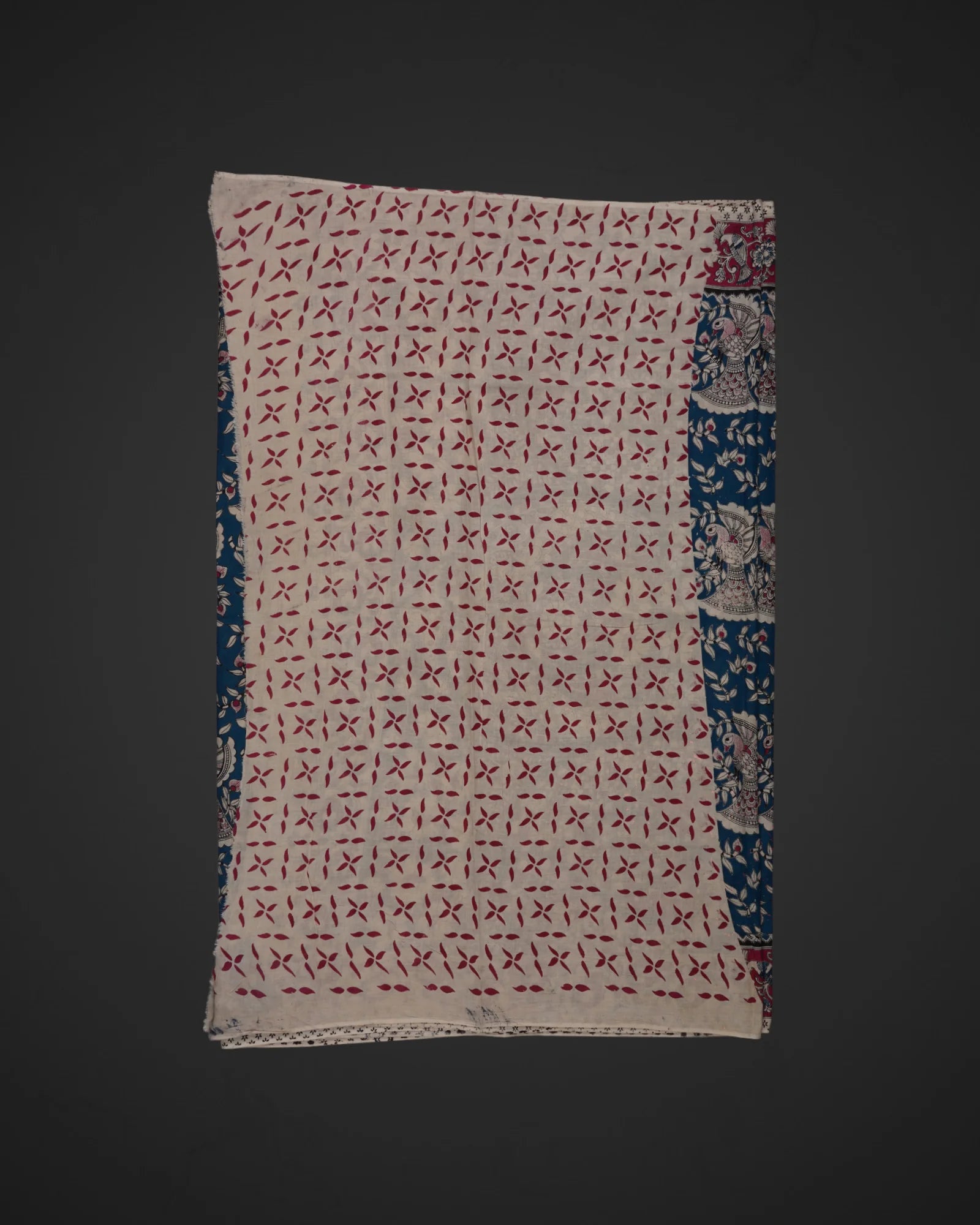 Peacock Print Kalamkari Cotton Saree