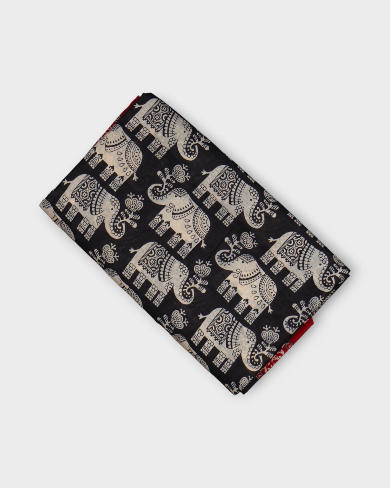 Black Cotton Kalamkari Peacock Print Saree