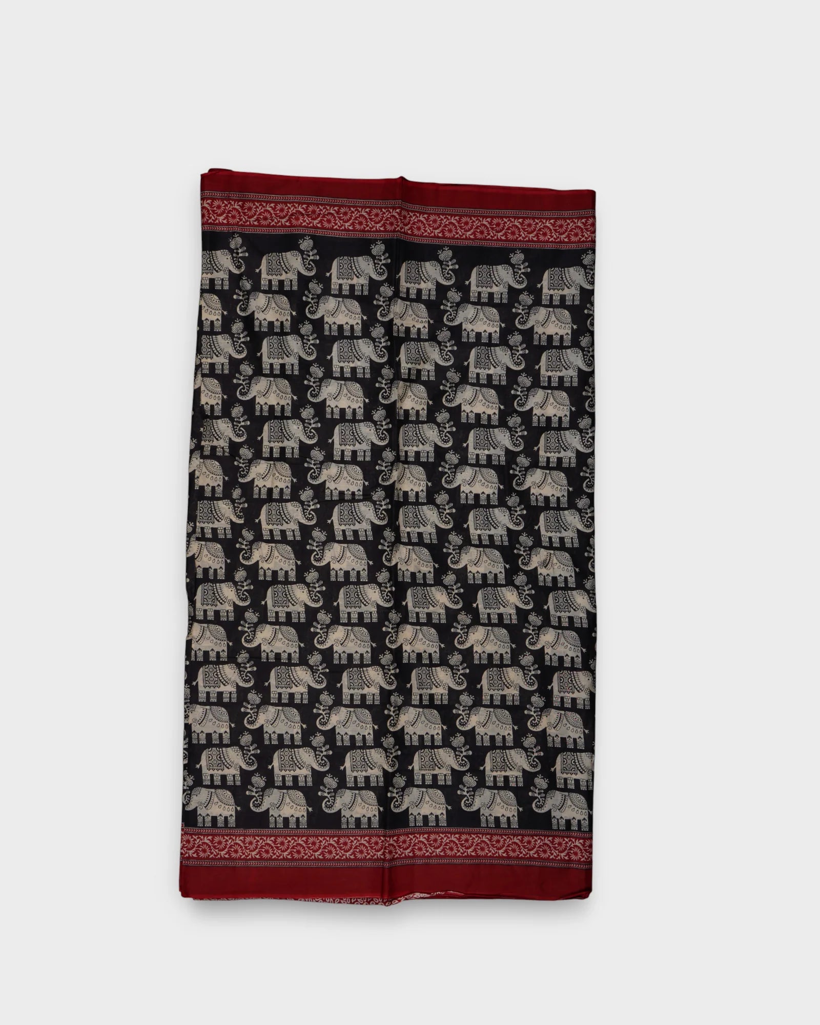 Black Cotton Kalamkari Peacock Print Saree