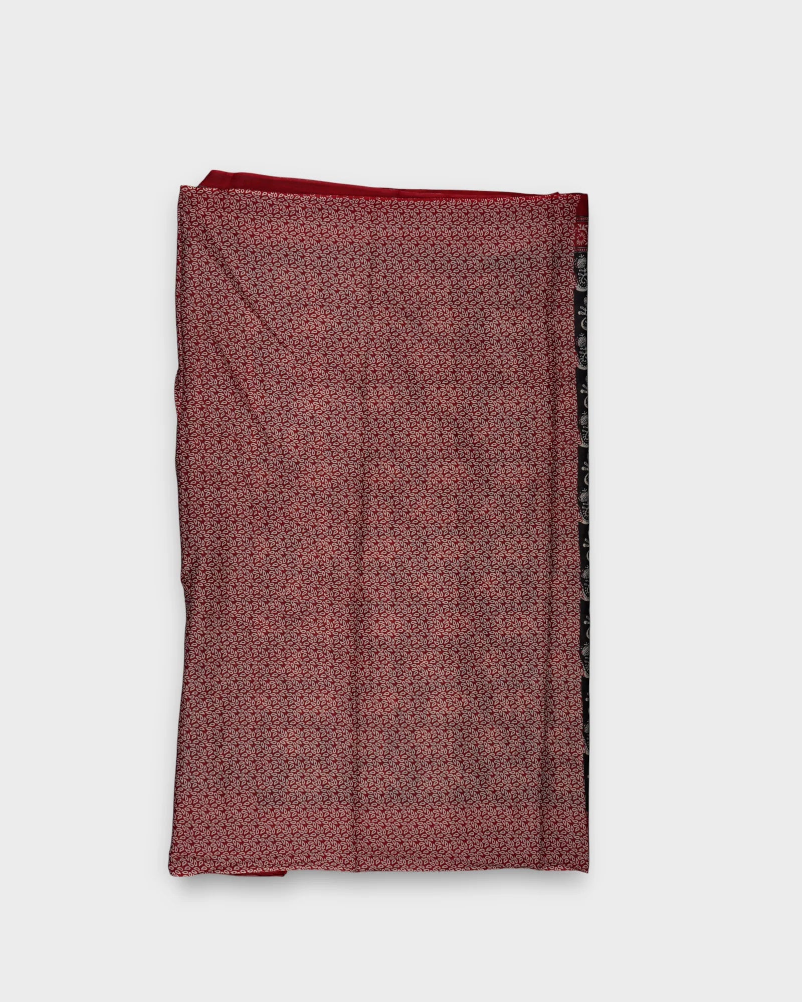 Black Cotton Kalamkari Peacock Print Saree