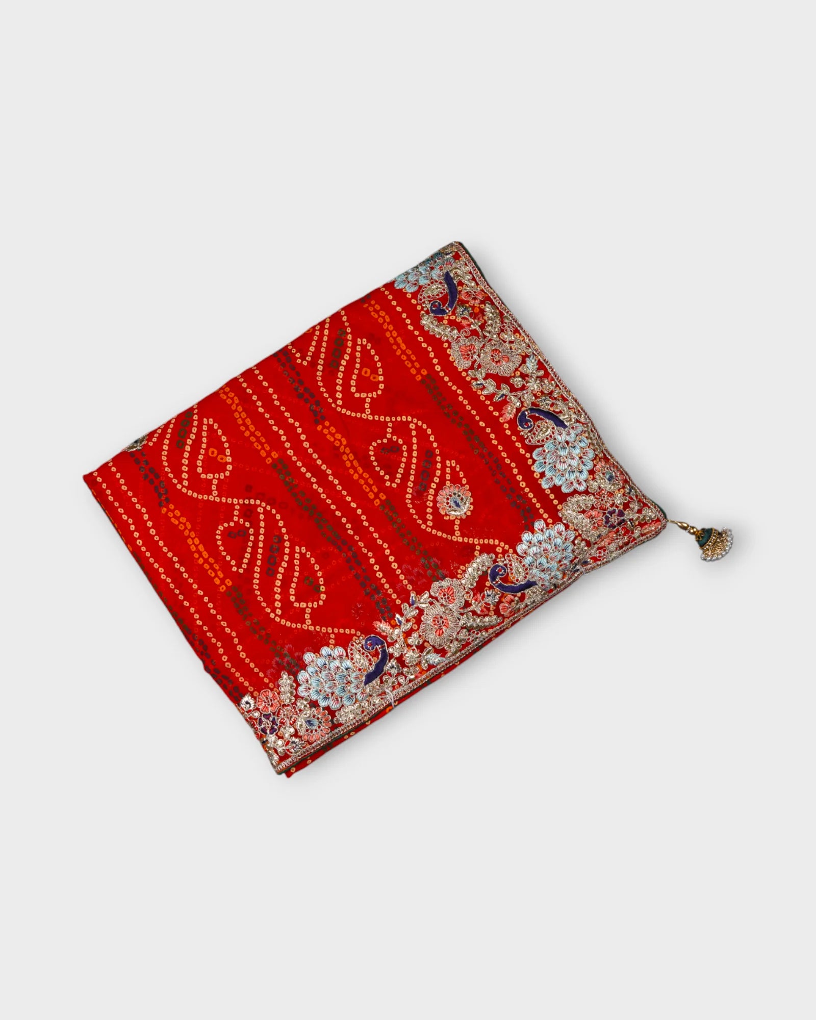 Red Lightweight Georgette Bandhani Saree