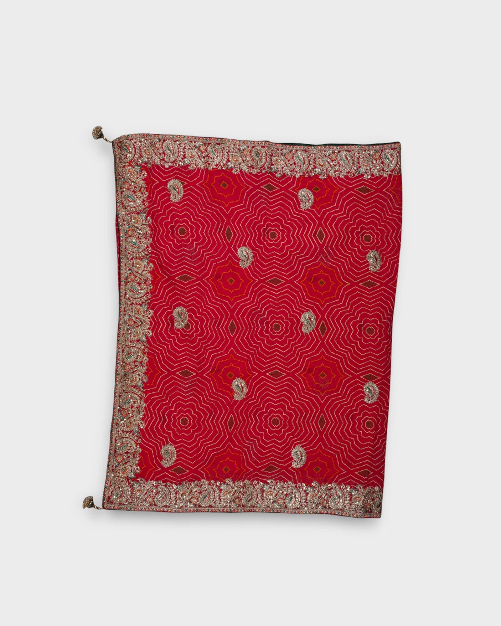 Red Bandhani Georgette Saree