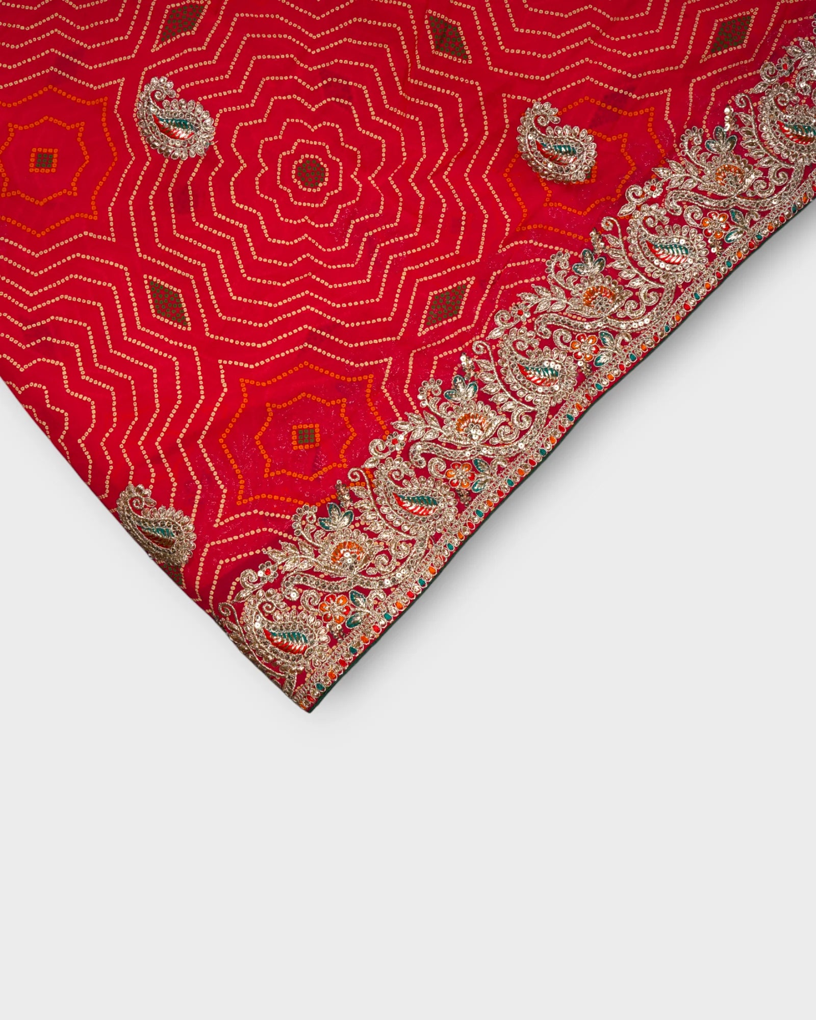 Red Bandhani Georgette Saree