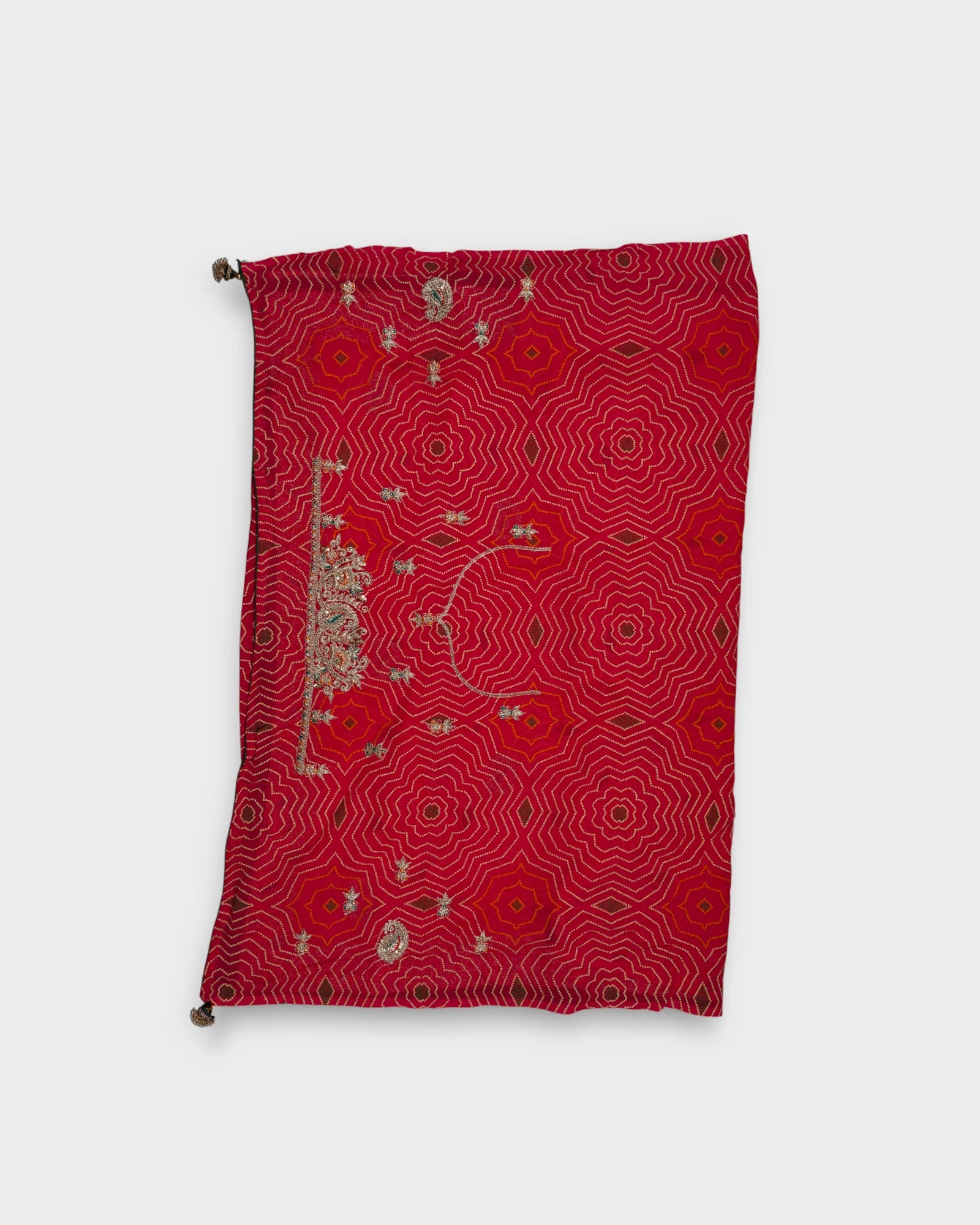Red Bandhani Georgette Saree