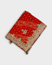 Red Cotton Bandhani Printed Saree