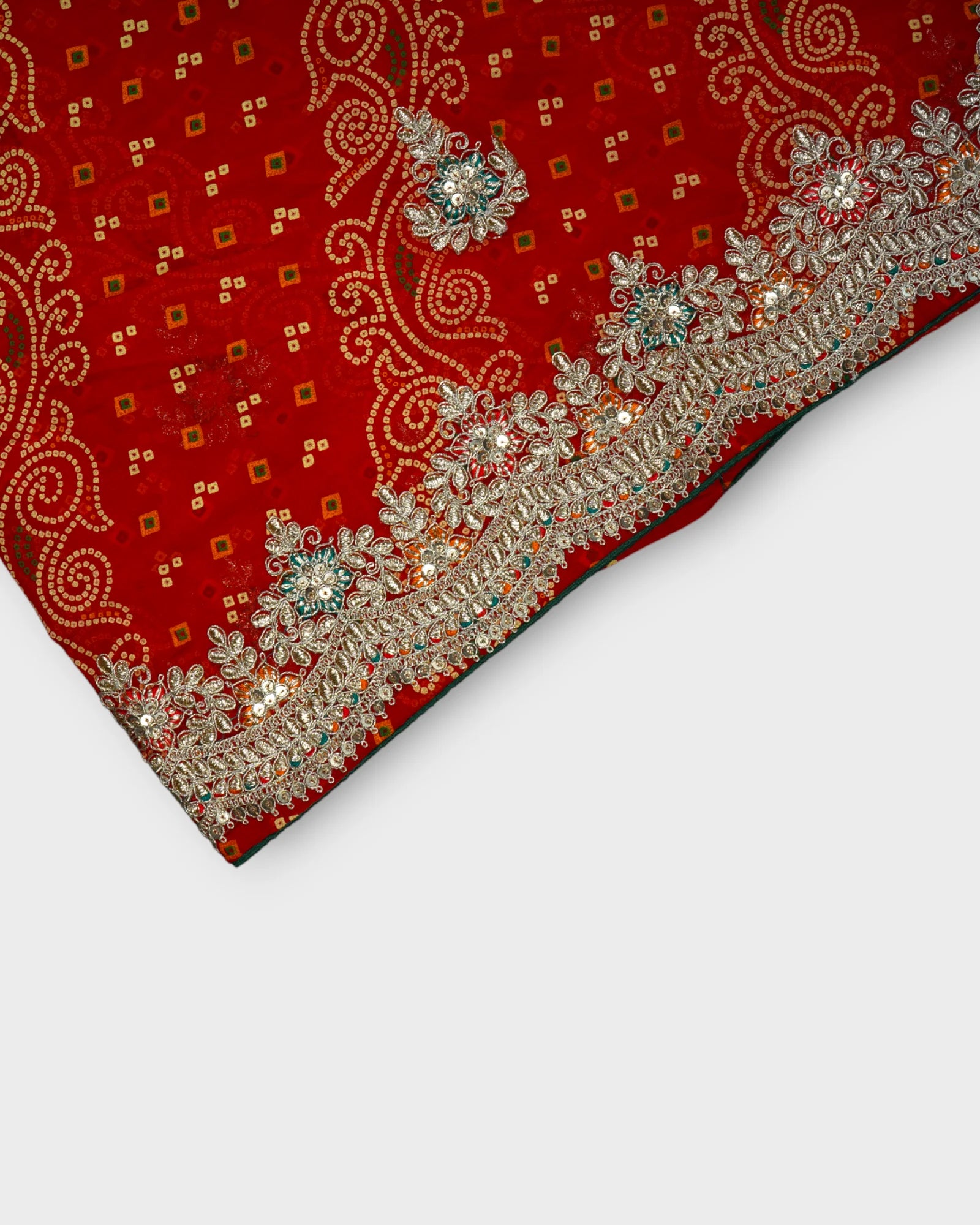 Red Cotton Bandhani Printed Saree