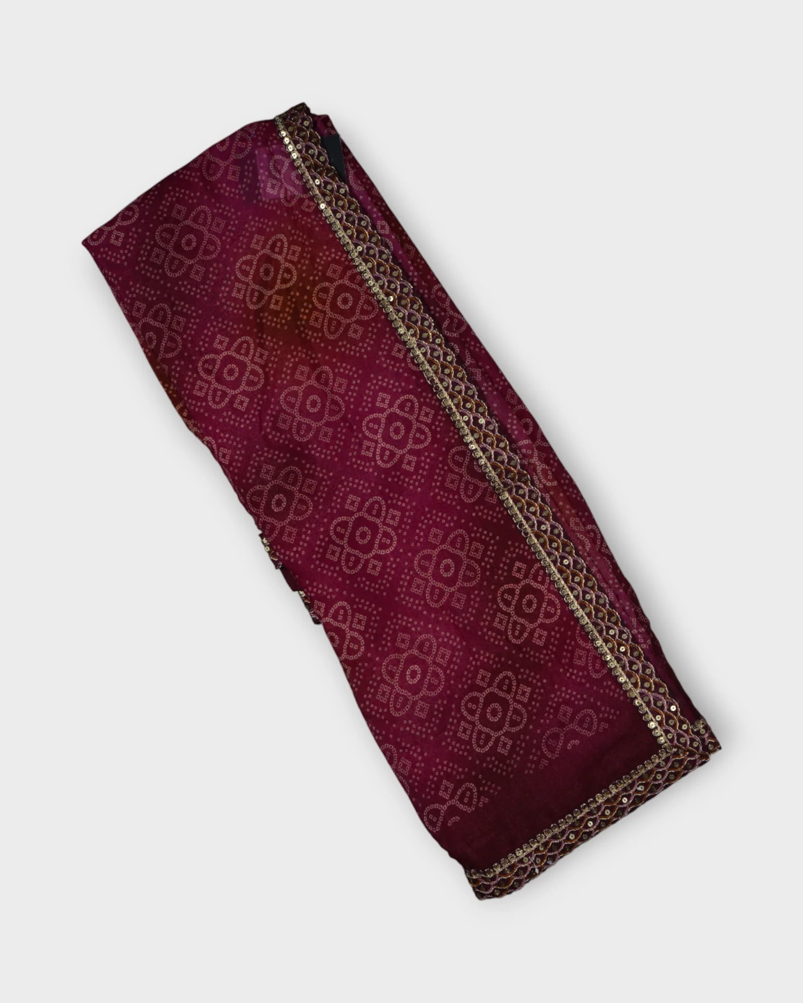 Purple Bandhani Pencil Crepe Saree