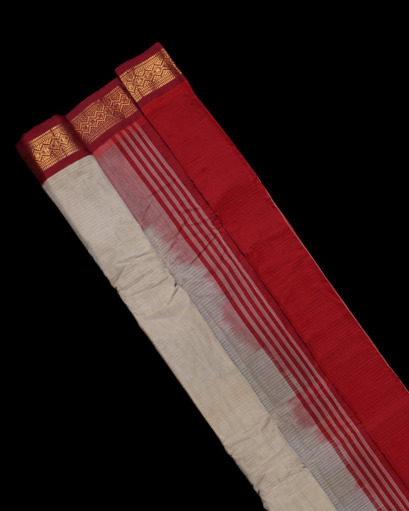 Gadwal Cotton Cream Saree Handwoven Weave
