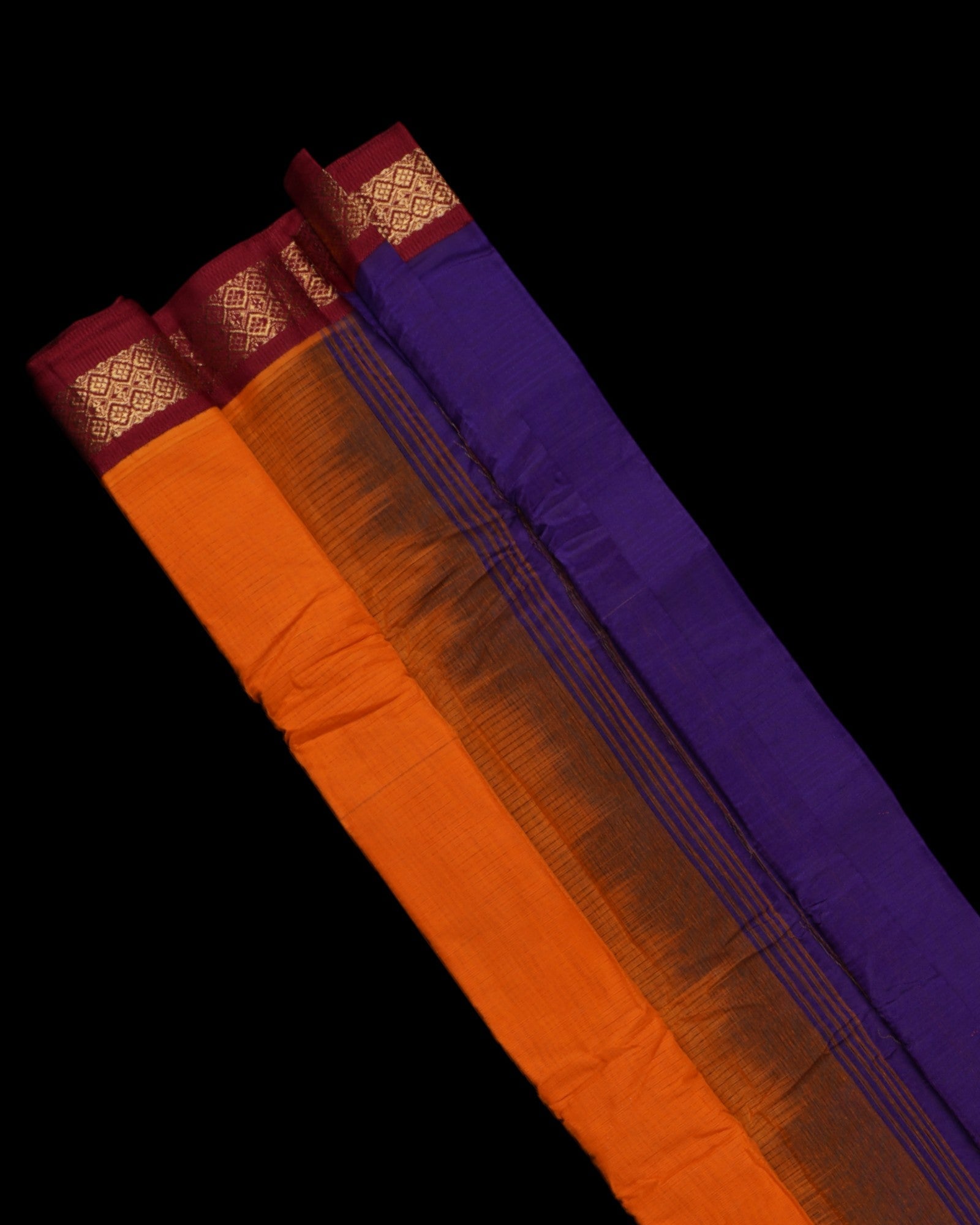 Orange Gadwal Cotton Woven Saree