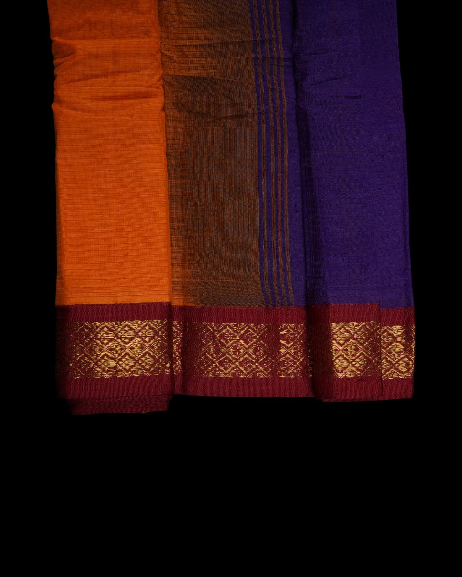Orange Gadwal Cotton Woven Saree