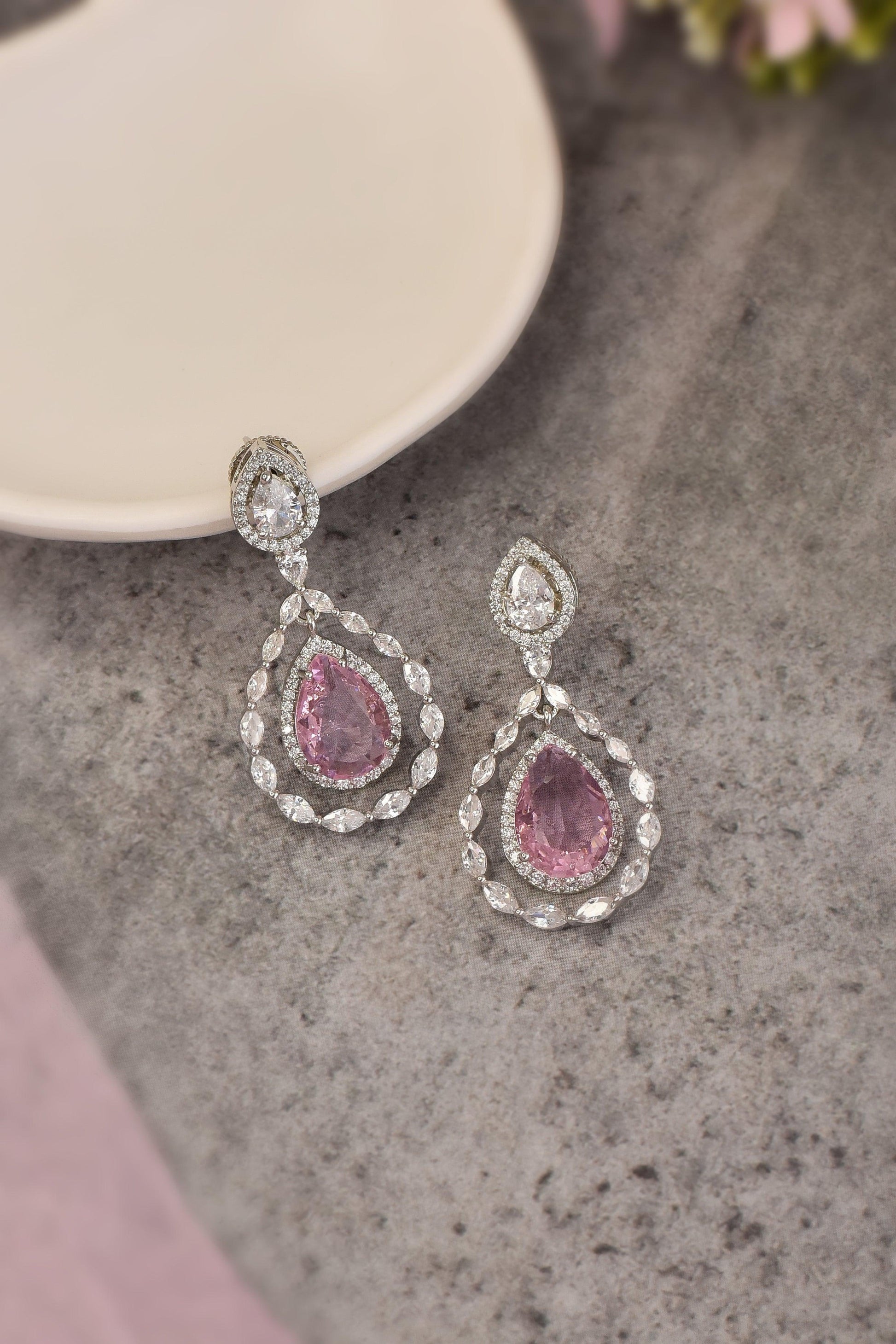 Blushing Sparkle Zirconia Earrings - Dyulokha