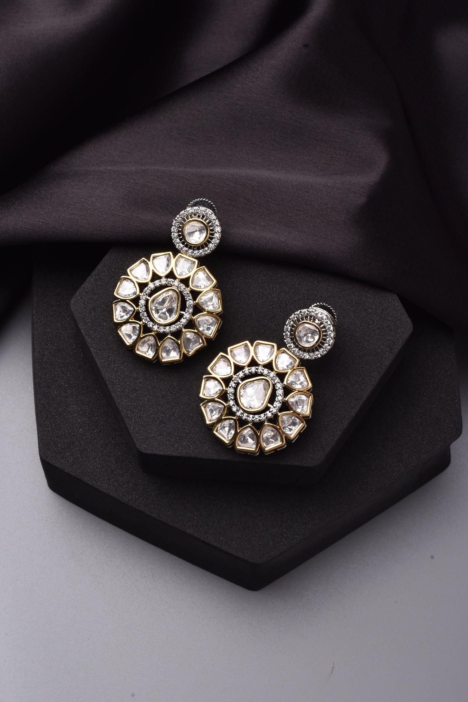 Silver Sparkle Polki Earrings - Dyulokha