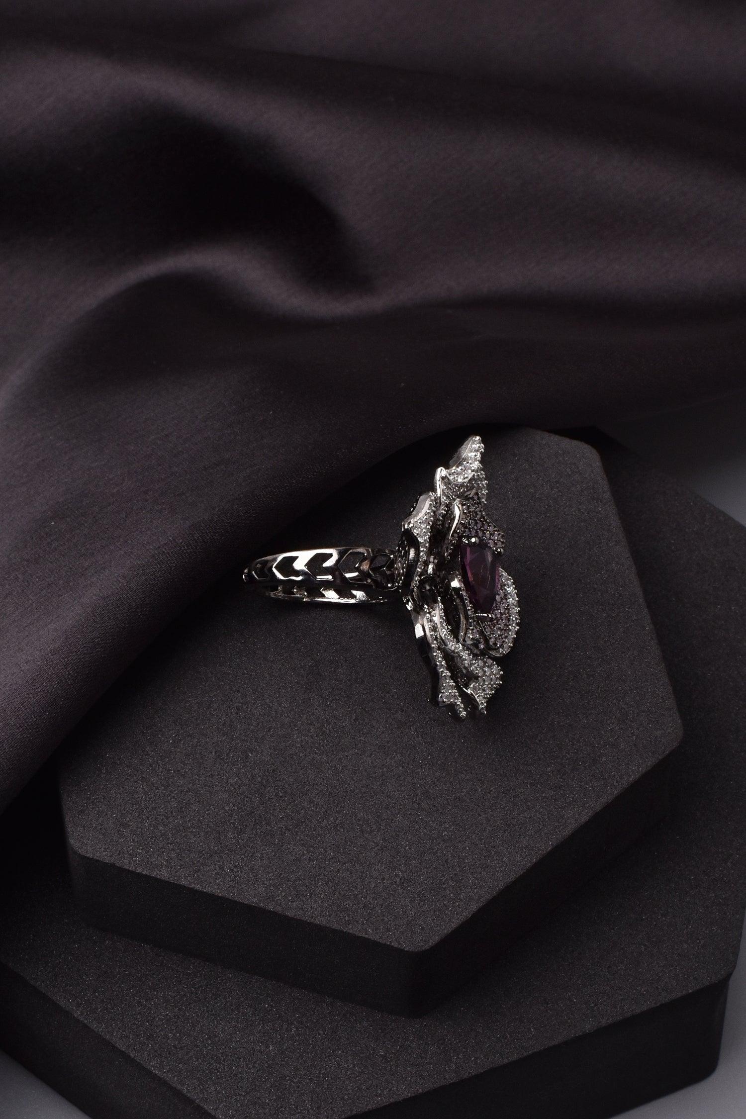Purple Bloom Zirconia Ring - Dyulokha