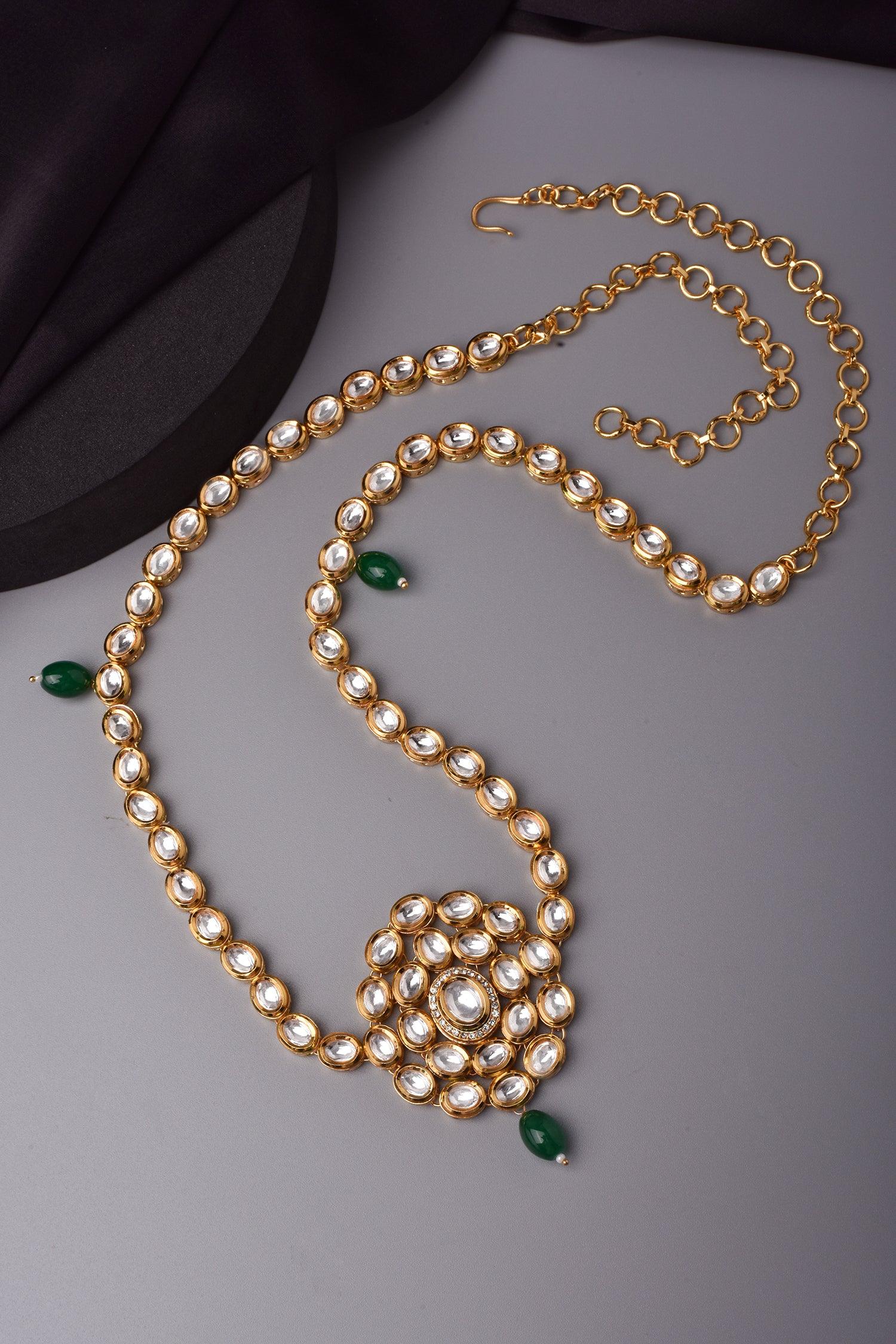 Emerald Adorn Kundan Waist Belt - Dyulokha