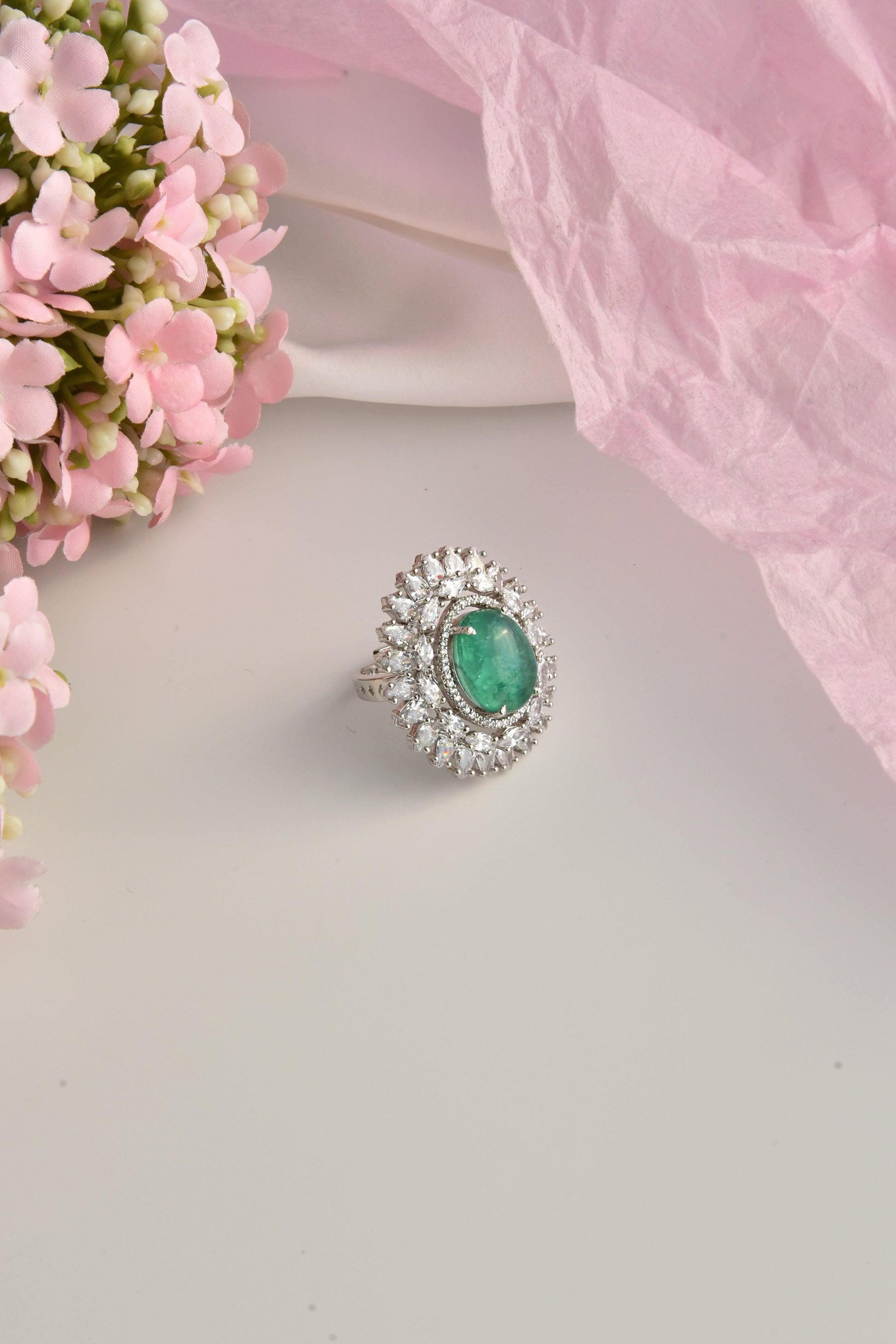Emerald Mist Zirconia Ring - Dyulokha