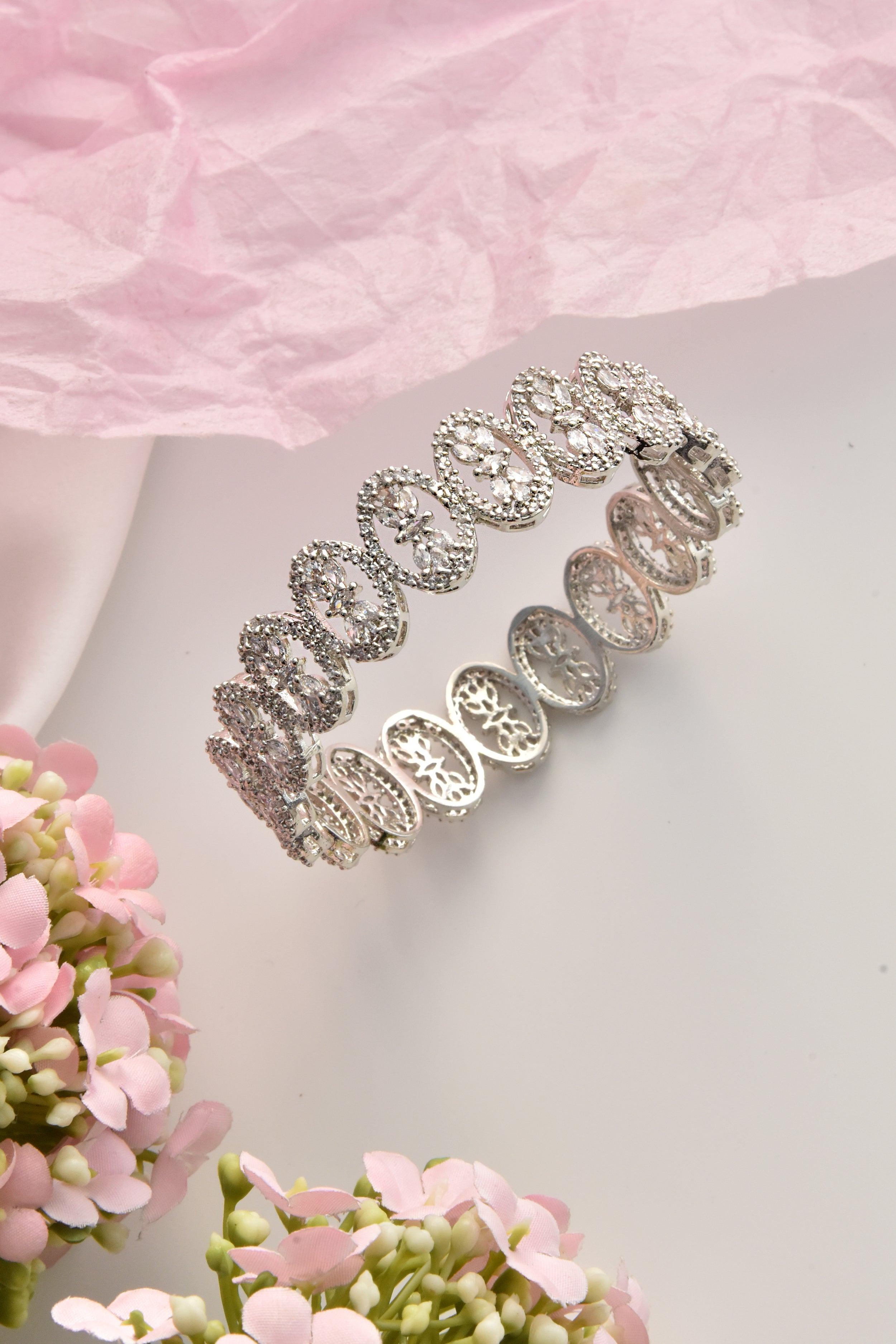 Snowy Sparkle Zirconia Bangle - Dyulokha
