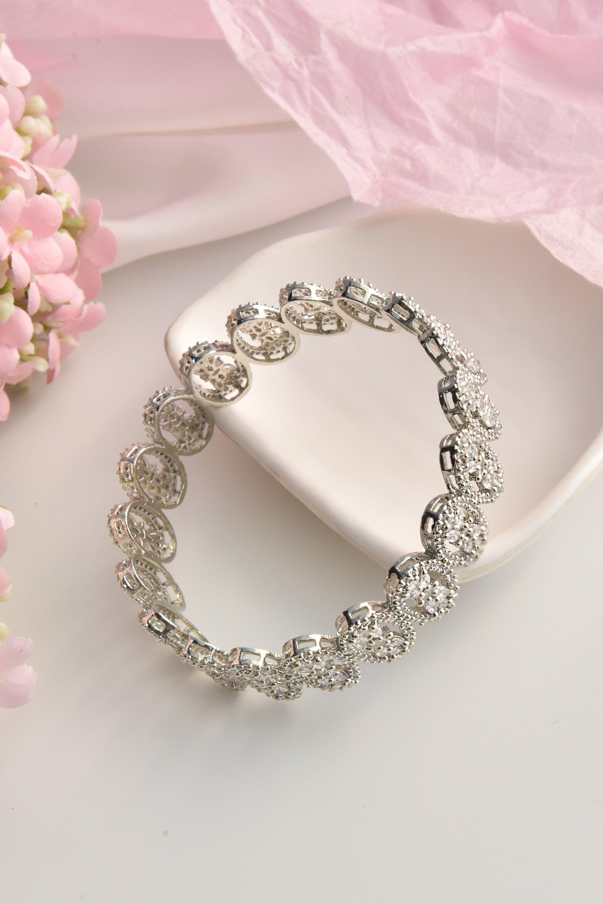 Snowy Sparkle Zirconia Bangle - Dyulokha