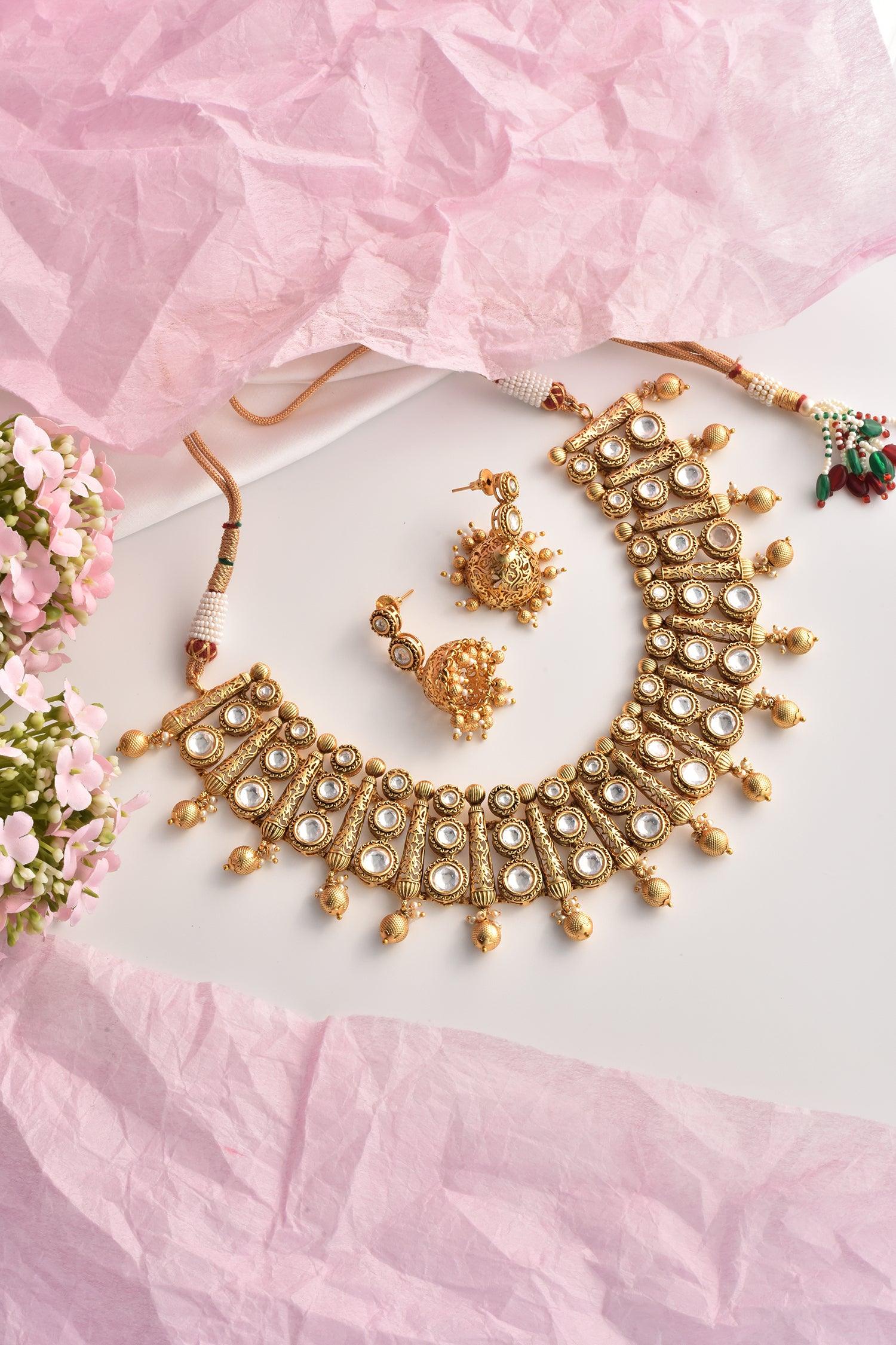 Radiant Bloom Polki Necklace Set - Dyulokha