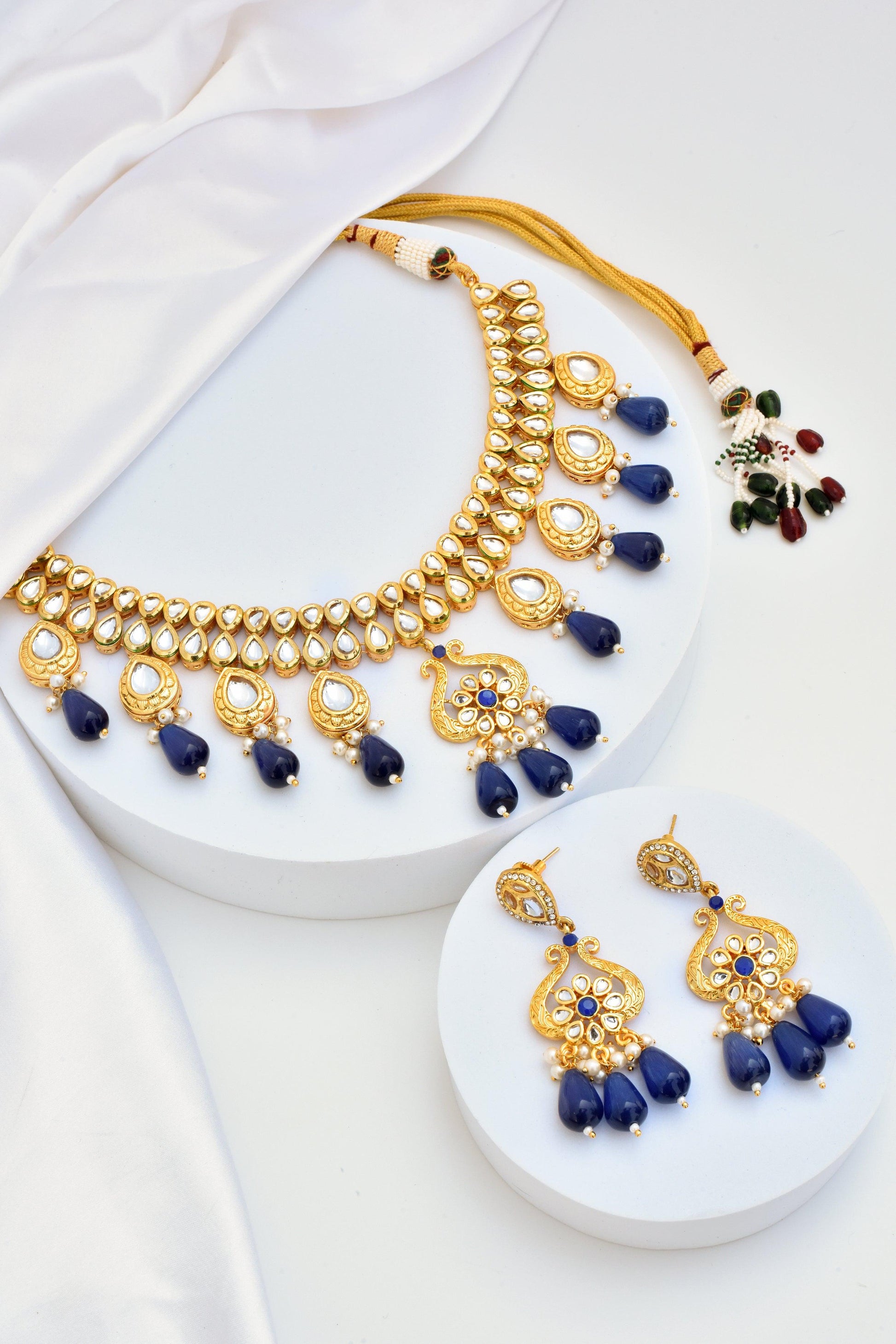 Serenity Sapphire Kundan Necklace Set - Dyulokha