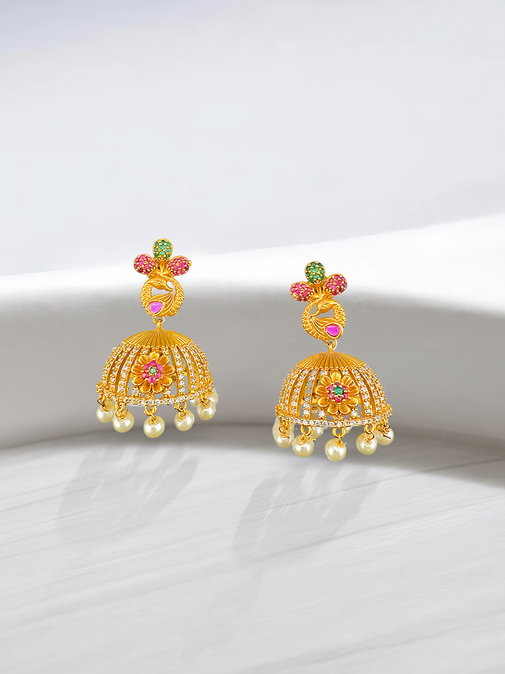 Peacock Petal Jhumkas