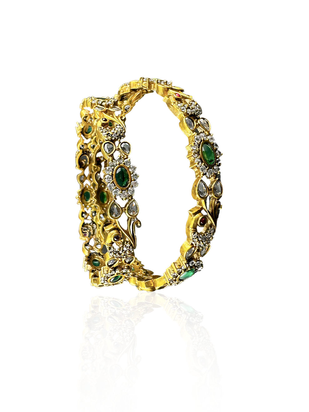 Swan Motif and White Flower Bangles