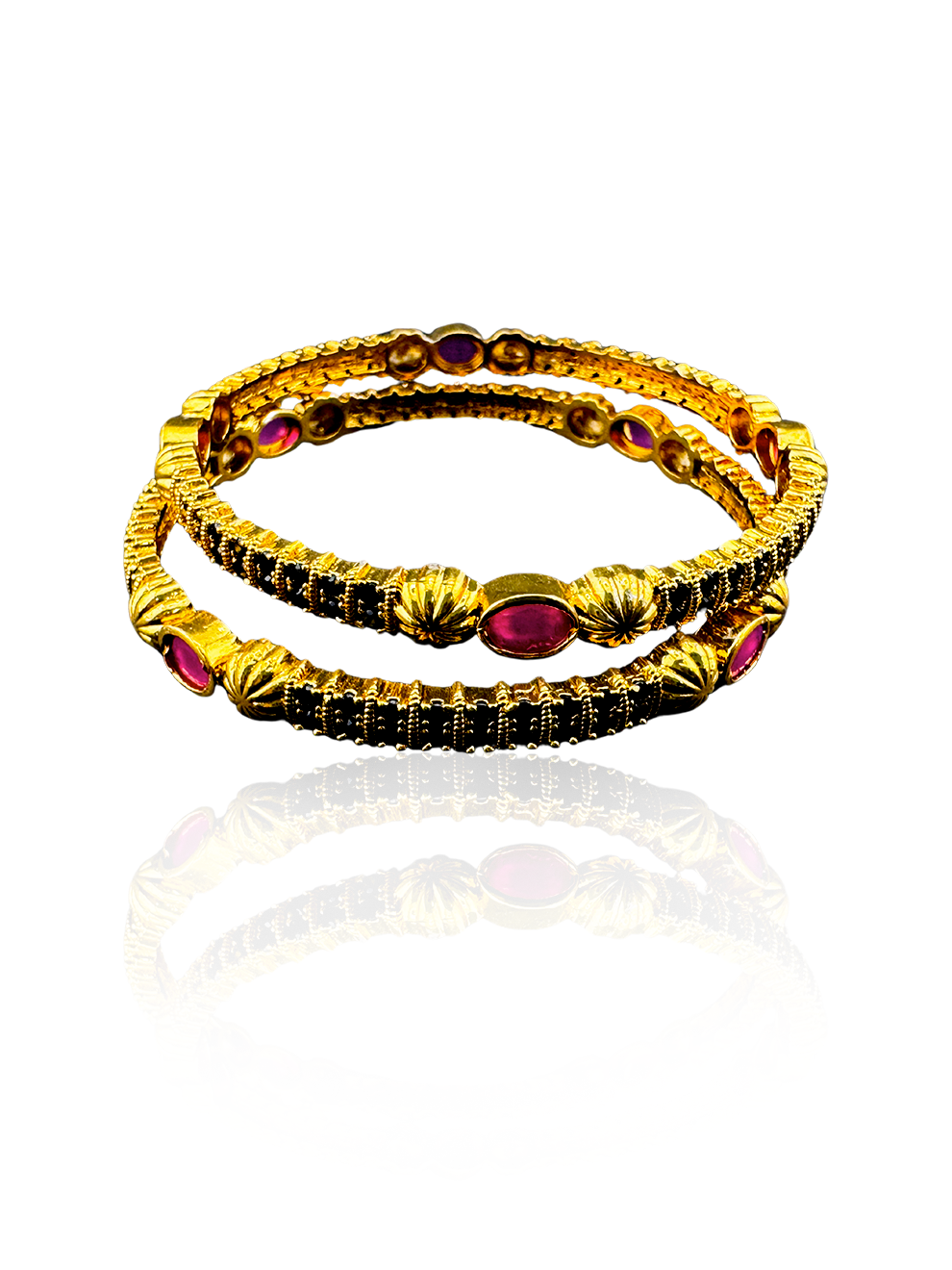 Bangles with Bold Pink and Black Accents