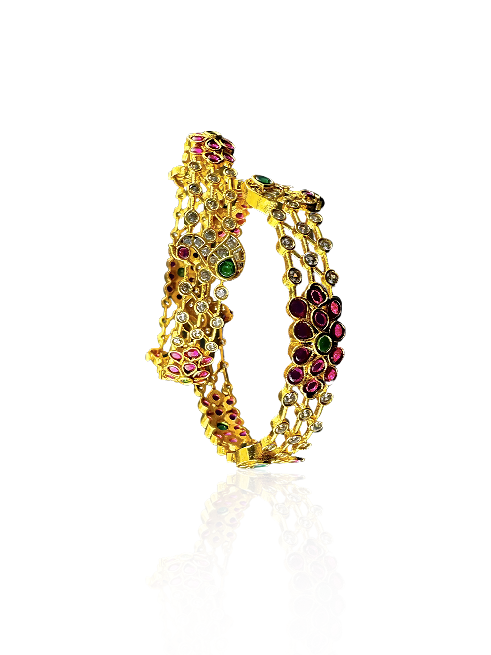 Multicolored Peacock and Flower Bangles