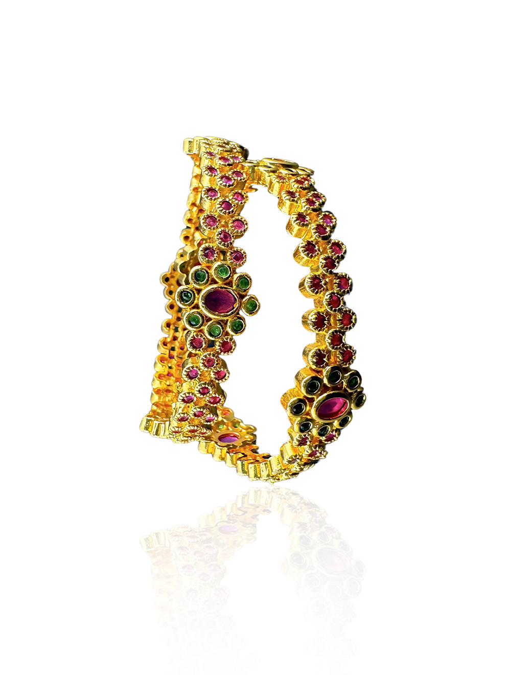 Simple Bangles with Pink & Green Stones