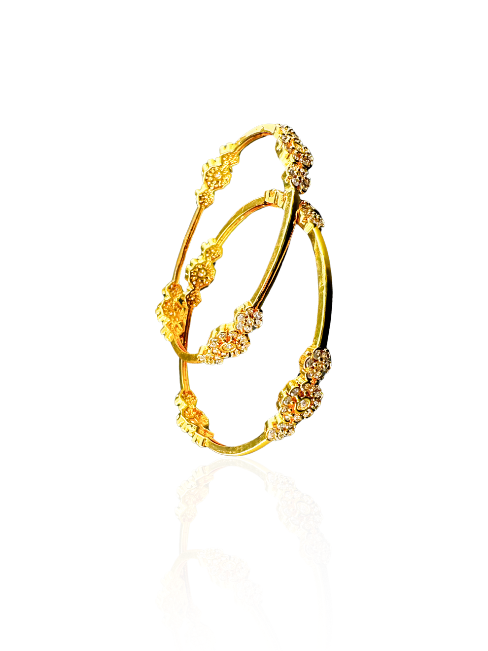 Floral Elegance CZ Stone Bangles