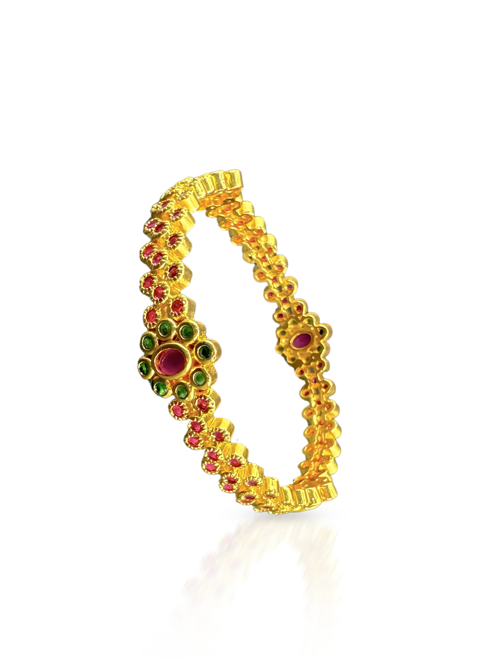 Simple Bangles with Pink & Green Stones