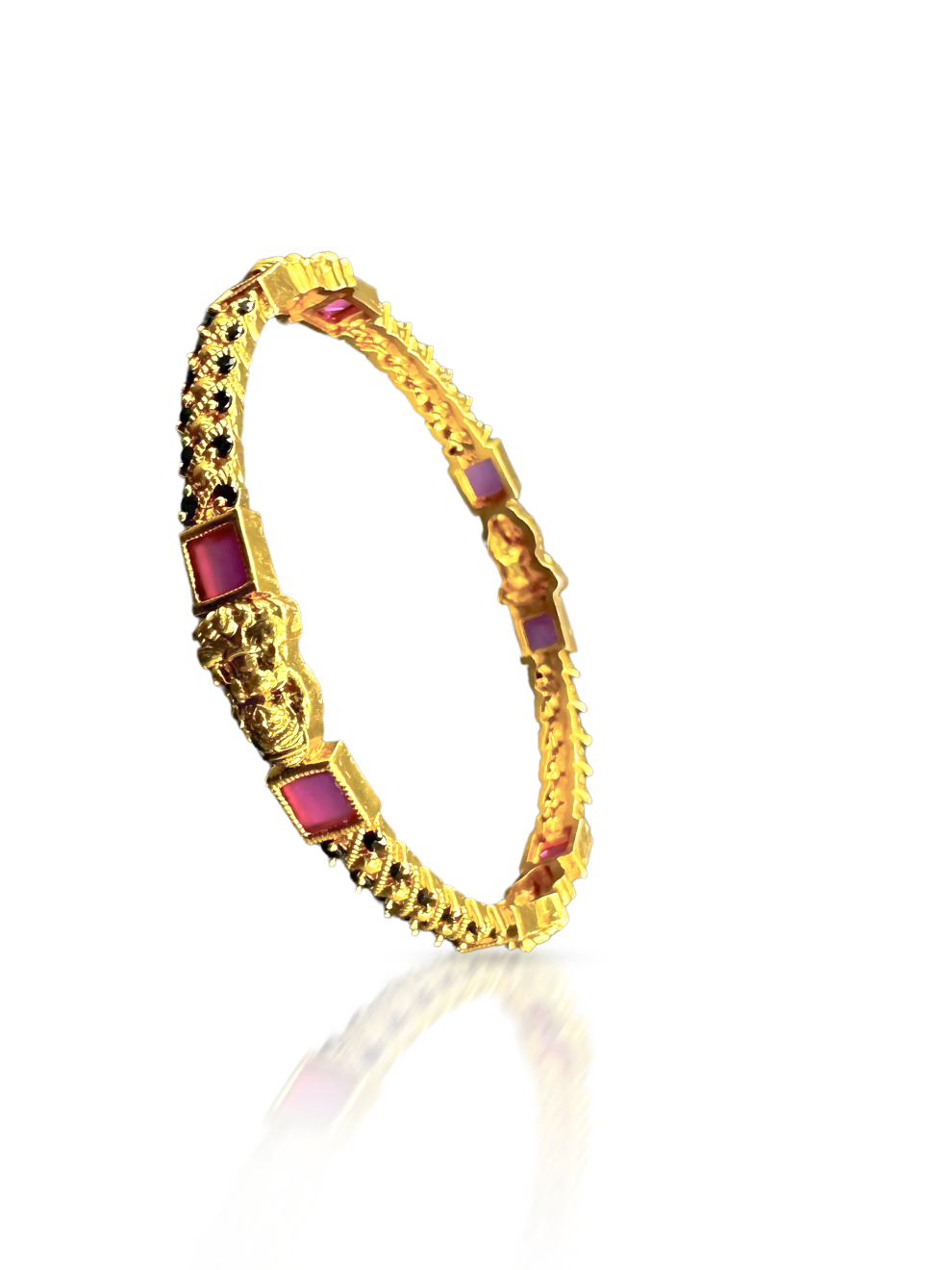 Laxmi Motif Bangles with Pink Squares
