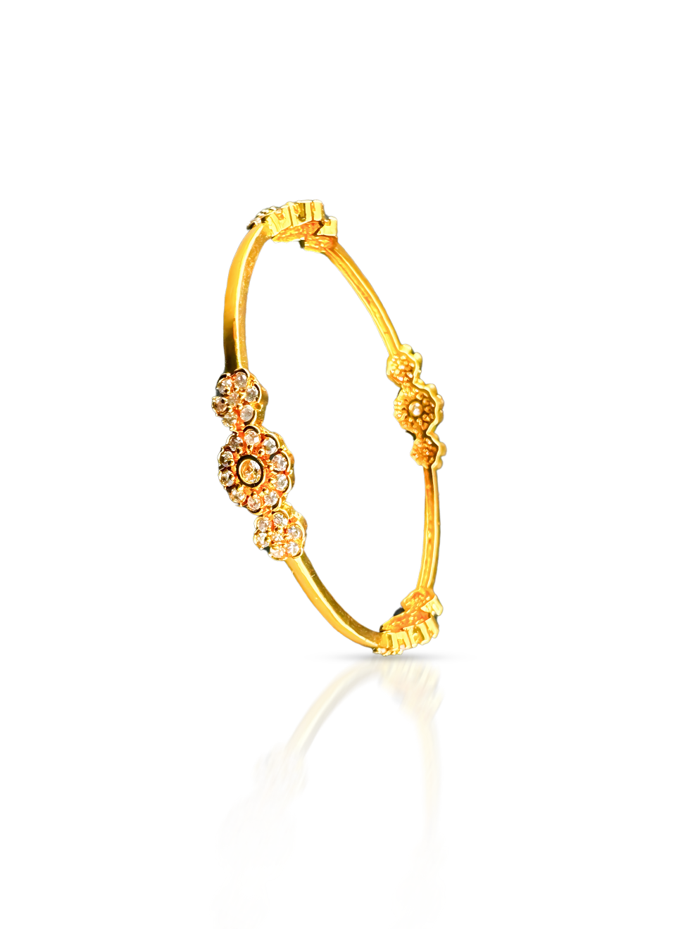 Floral Elegance CZ Stone Bangles
