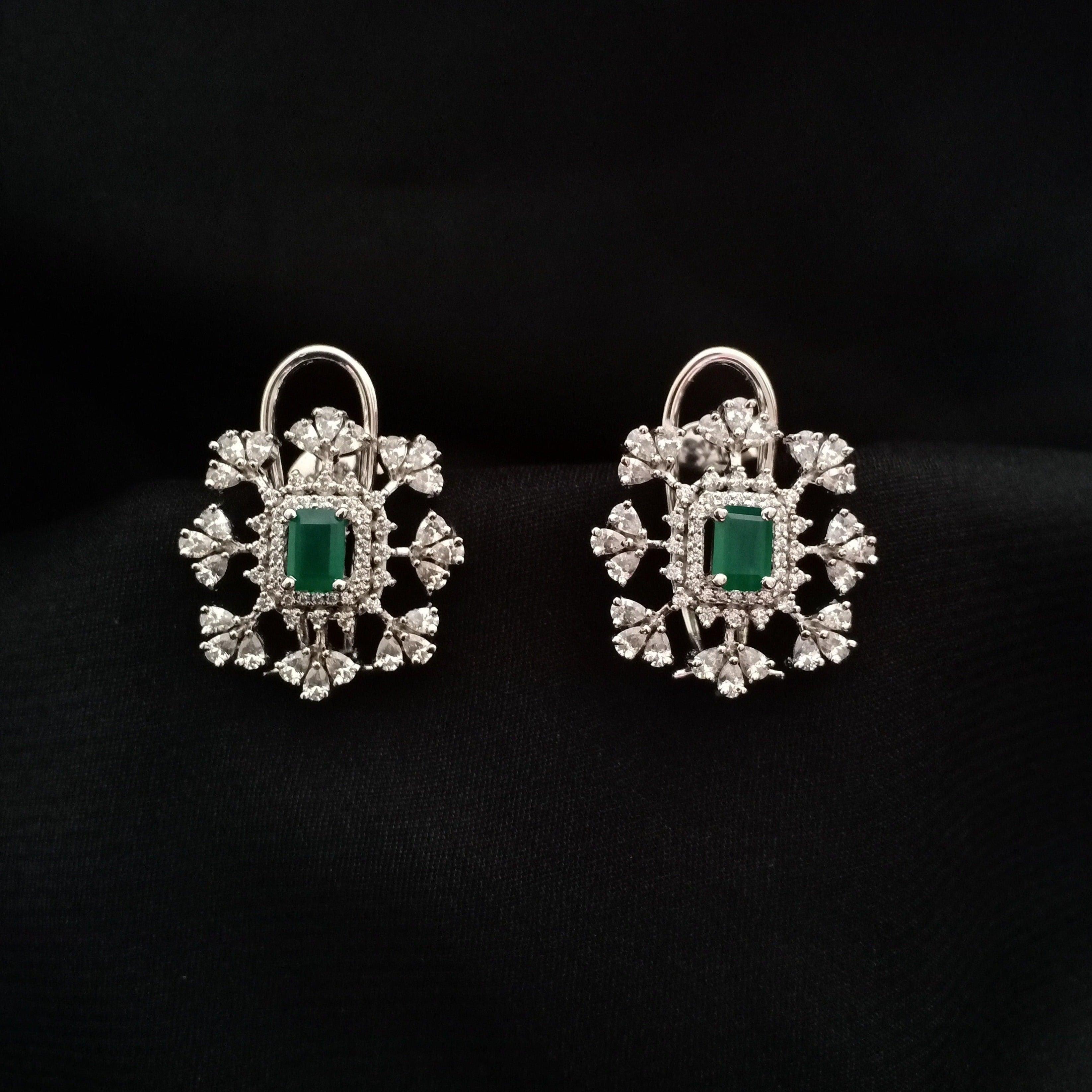 Emerald Sparkle CZ Earrings - Dyulokha